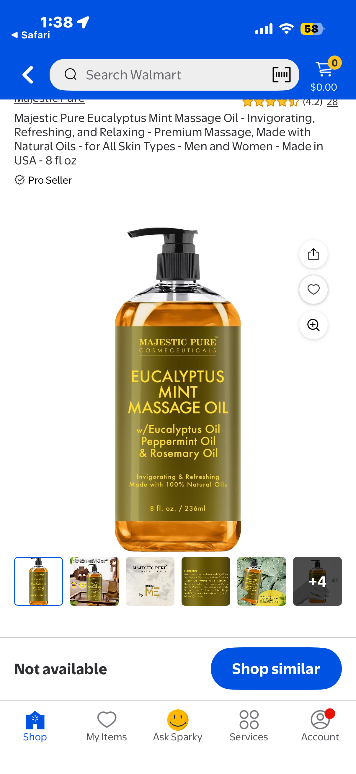 MAJESTIC PURE Eucalyptus Mint Massage Oil for Massage Therapy - Refreshing, and Relaxing - Natural Oils with Eucalyptus Essential Oil - for All Skin Types - Men and Women Massage Lotion- 8 fl oz