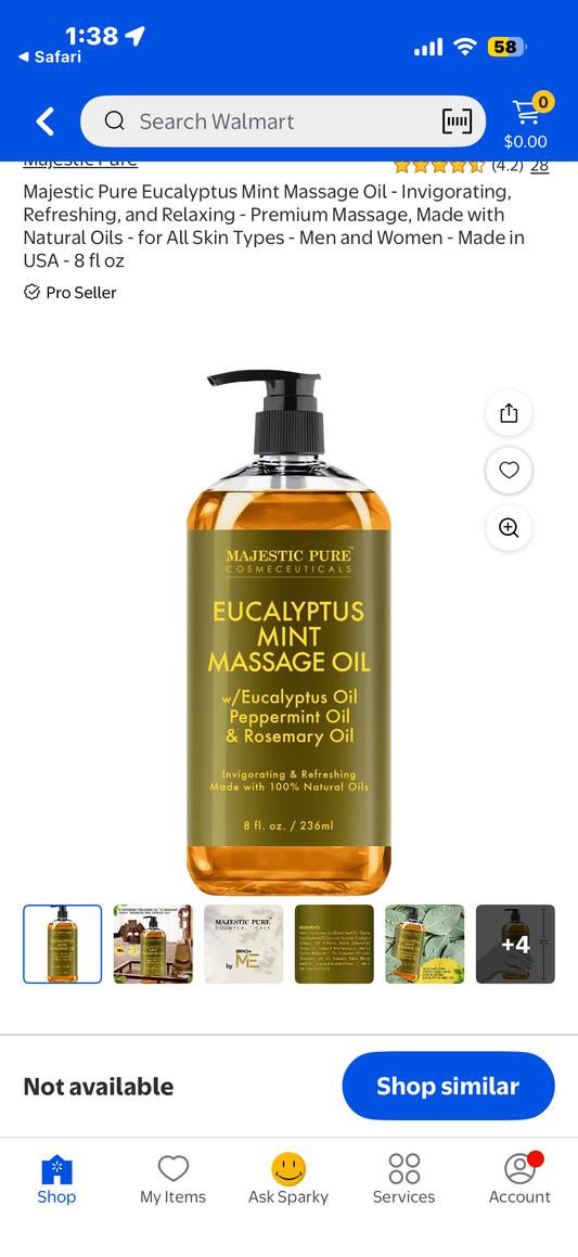 MAJESTIC PURE Eucalyptus Mint Massage Oil for Massage Therapy - Refreshing, and Relaxing - Natural Oils with Eucalyptus Essential Oil - for All Skin Types - Men and Women Massage Lotion- 8 fl oz