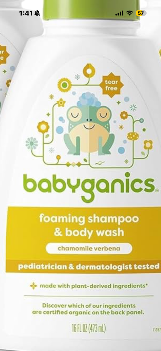 Babyganics Baby Shampoo + Body Wash Pump Bottle, Chamomile Verbena, 16oz