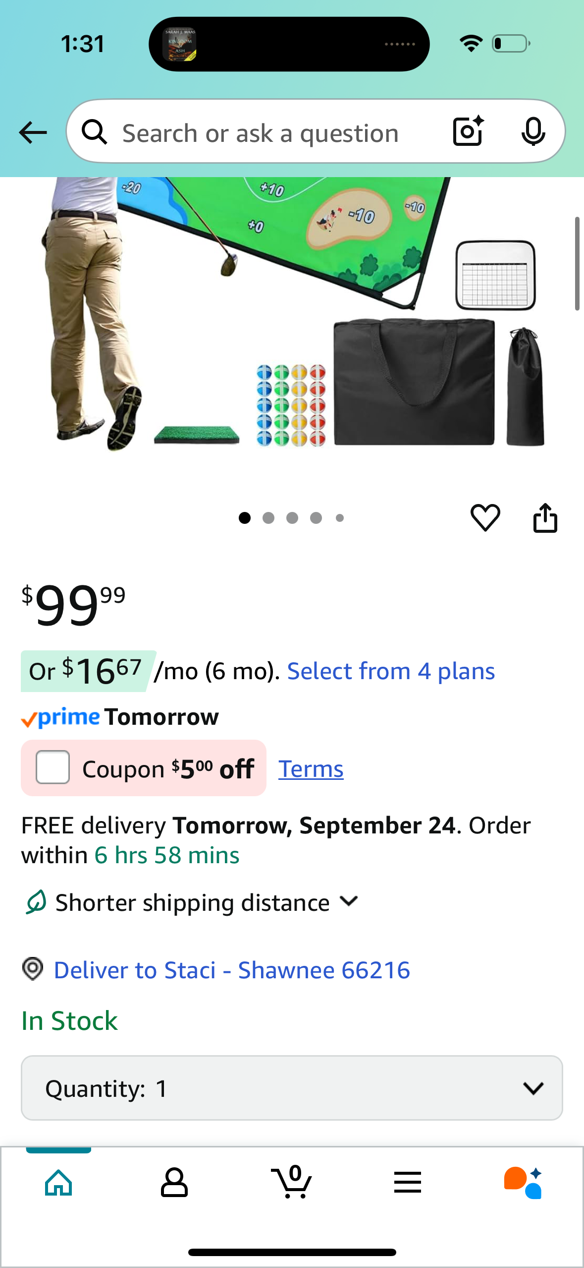 Golf Chipping Game Set, 71"x71" Portable Sticky Golf Game for Chipping Practice with Sticky Balls & Storage Bag for Indoor Outdoor