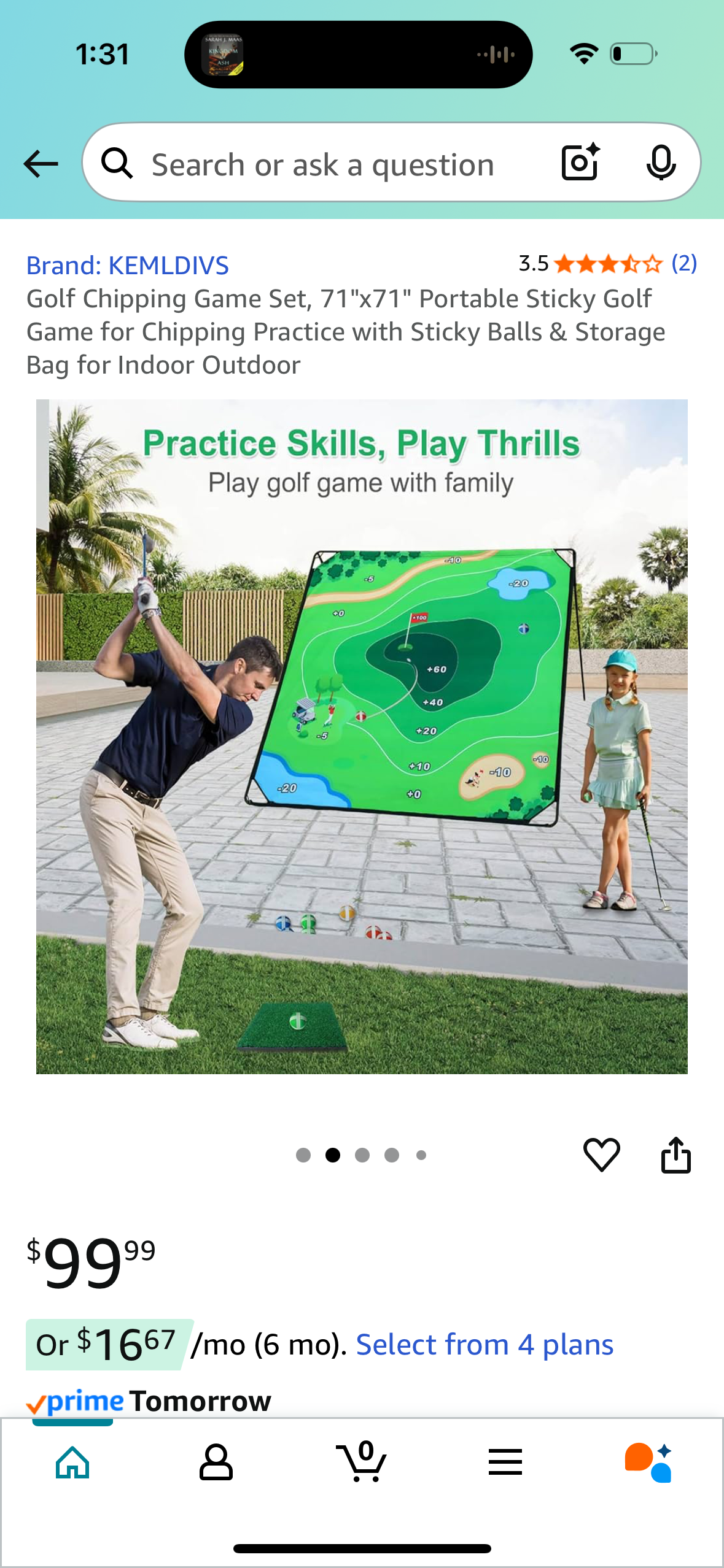 Golf Chipping Game Set, 71"x71" Portable Sticky Golf Game for Chipping Practice with Sticky Balls & Storage Bag for Indoor Outdoor