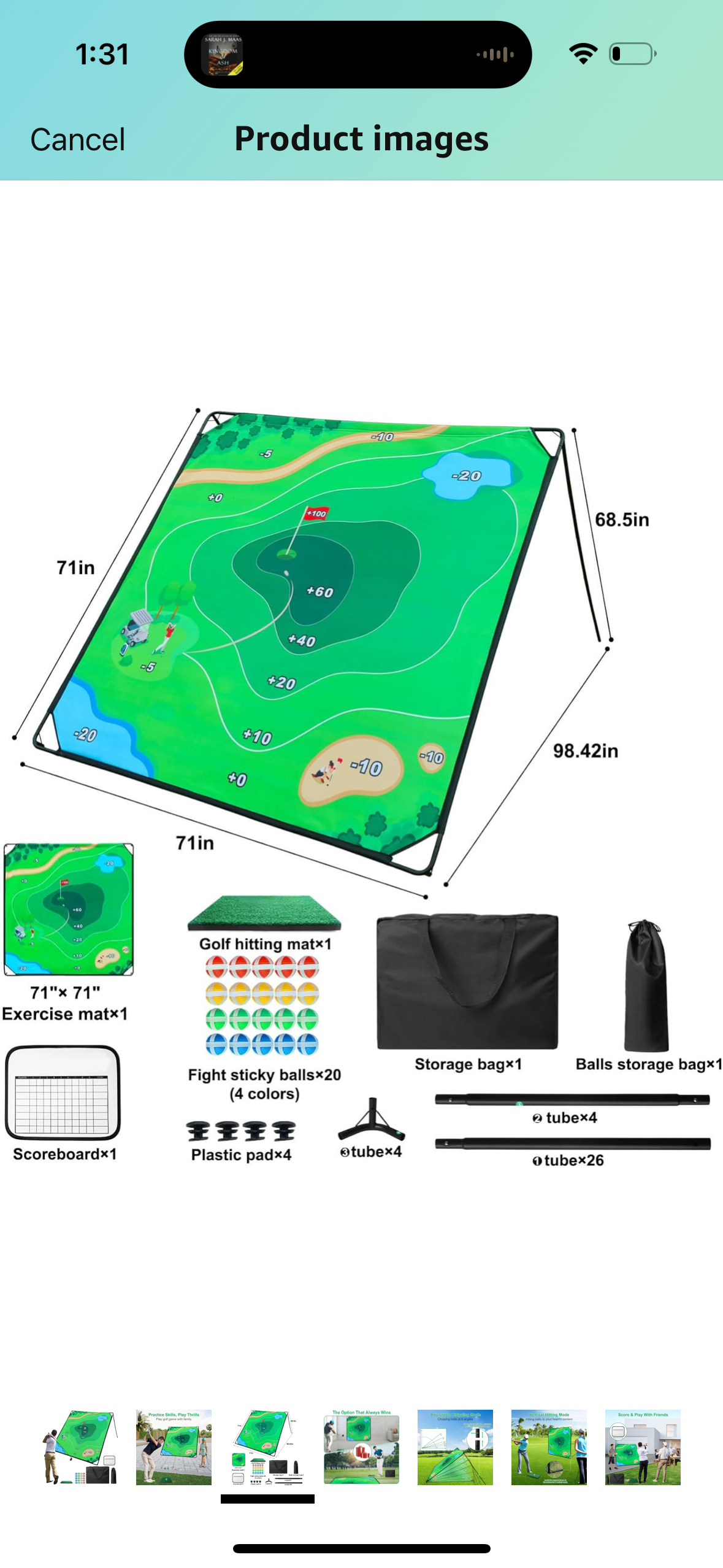 Golf Chipping Game Set, 71"x71" Portable Sticky Golf Game for Chipping Practice with Sticky Balls & Storage Bag for Indoor Outdoor