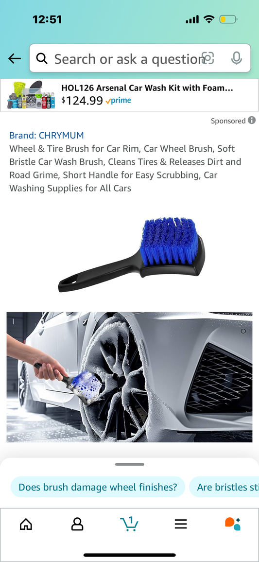 Wheel & Tire Brush for Car Rim, Car Wheel Brush, Soft Bristle Car Wash Brush, Cleans Tires & Releases Dirt and Road Grime, Short Handle for Easy Scrubbing, Car Washing Supplies for All Cars