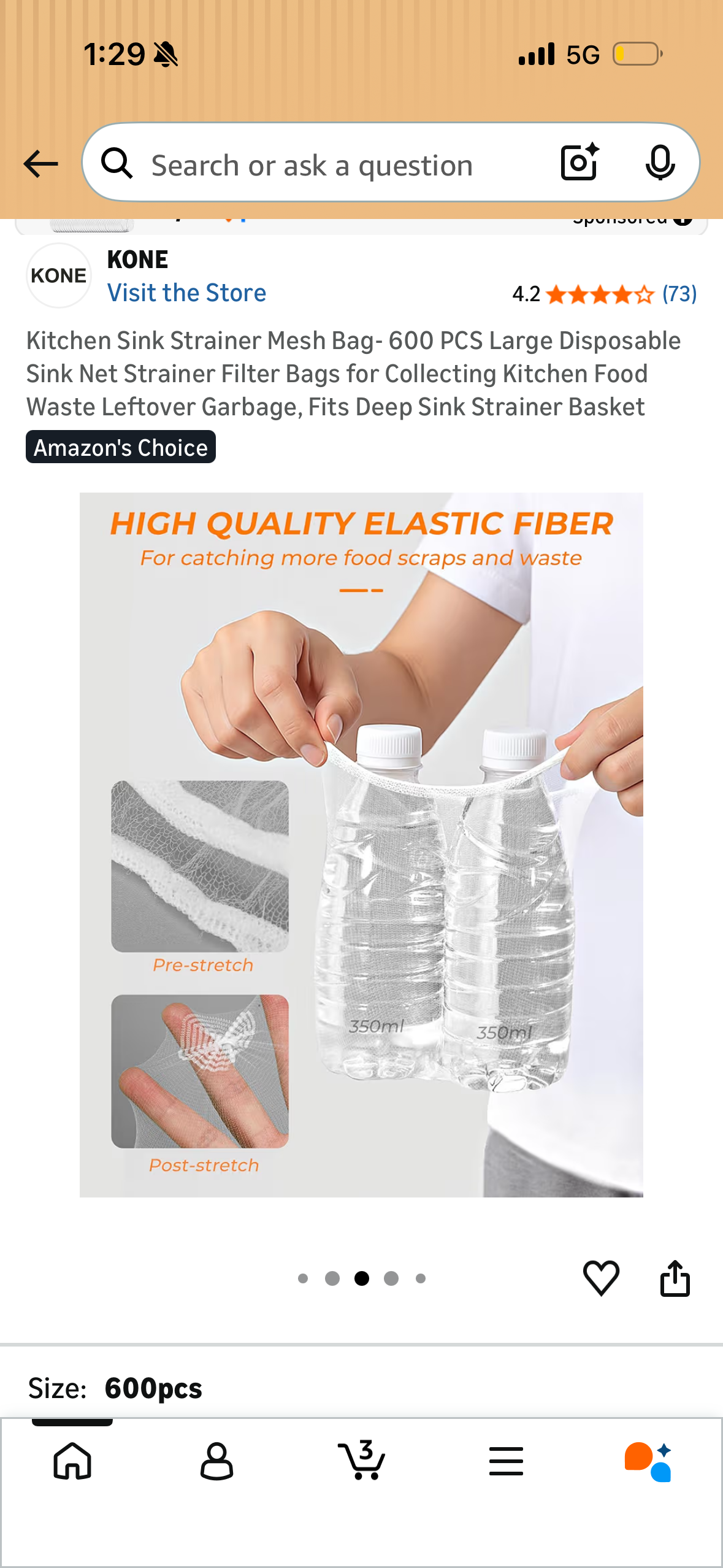 Kitchen Sink Strainer Mesh Bag- 600 PCS Large Disposable Sink Net Strainer Filter Bags for Collecting Kitchen Food Waste Leftover Garbage, Fits Deep Sink Strainer Basket