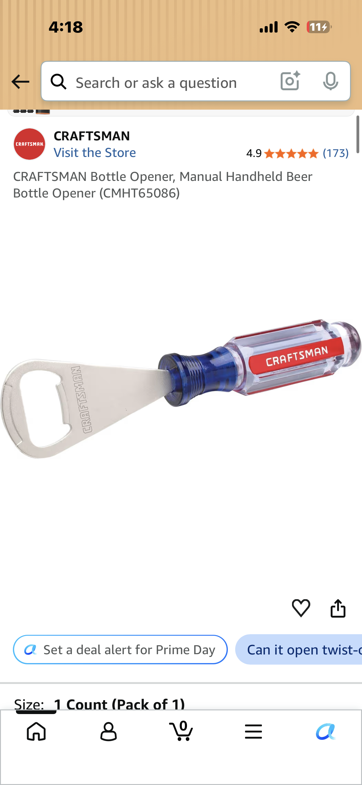 CRAFTSMAN Bottle Opener, Manual Handheld Beer Bottle Opener