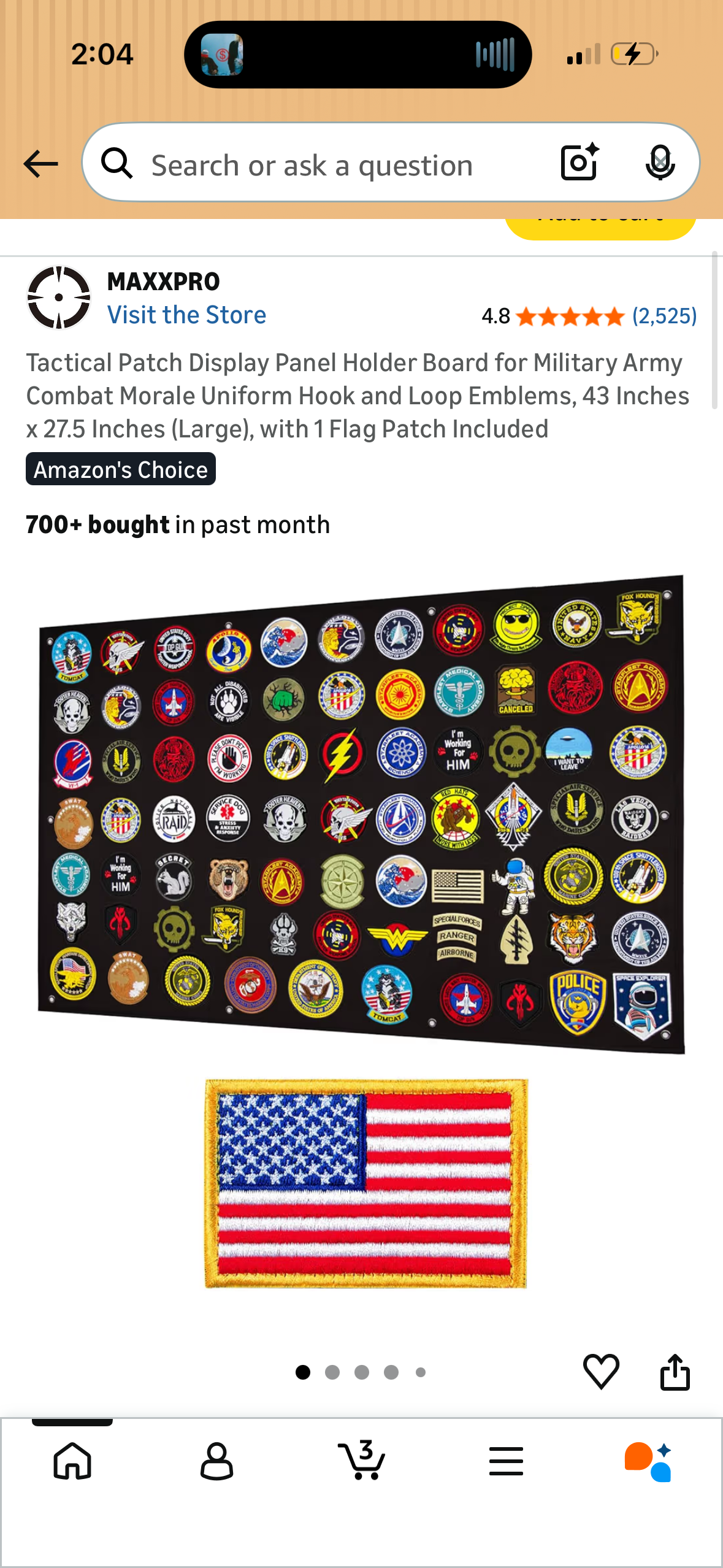 Tactical Patch Display Panel Holder Board for Military Army Combat Morale Uniform Hook and Loop Emblems, 43 Inches x 27.5 Inches (Large), with 1 Flag Patch Included