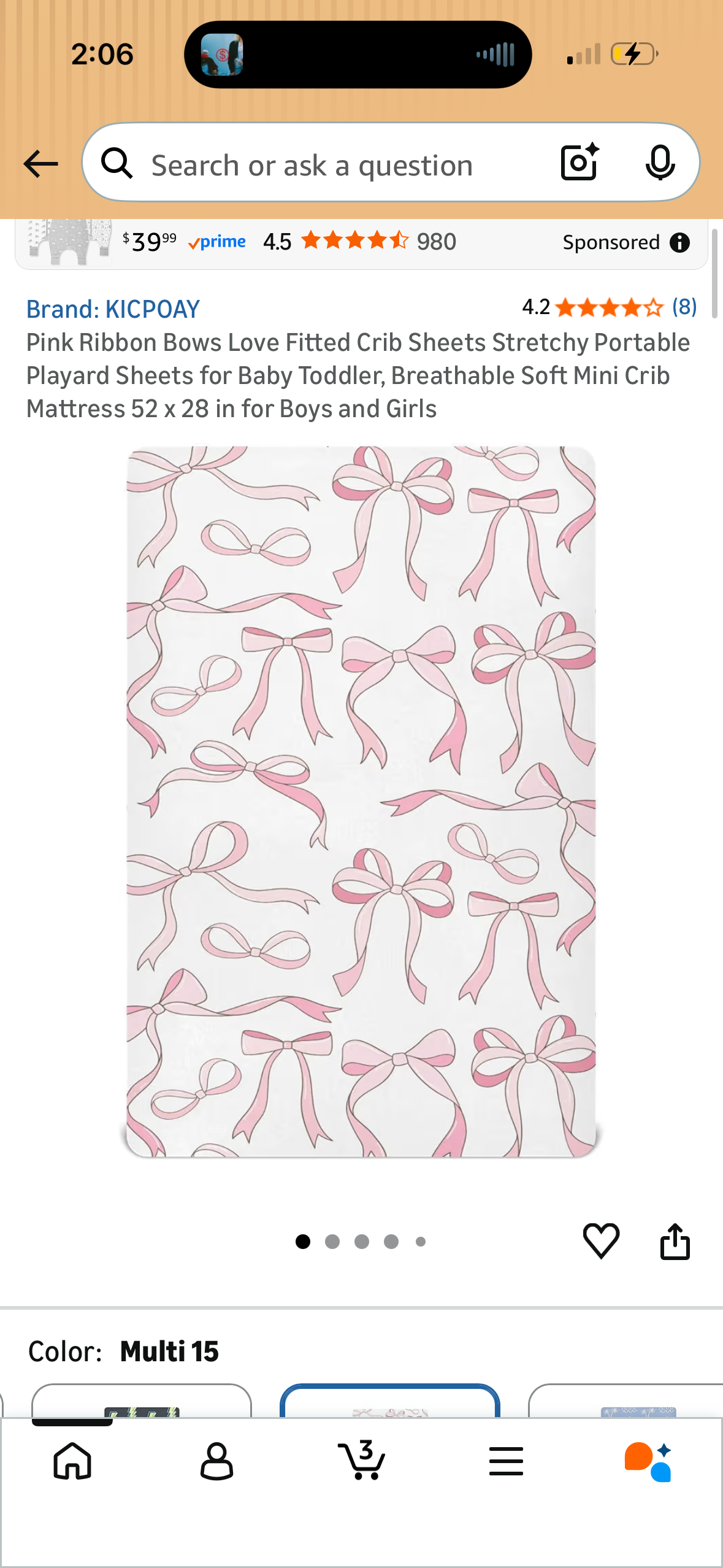Pink Ribbon Bows Love Fitted Crib Sheets Stretchy Portable Playard Sheets for Baby Toddler, Breathable Soft Mini Crib Mattress 52 x 28 in for Boys and Girls