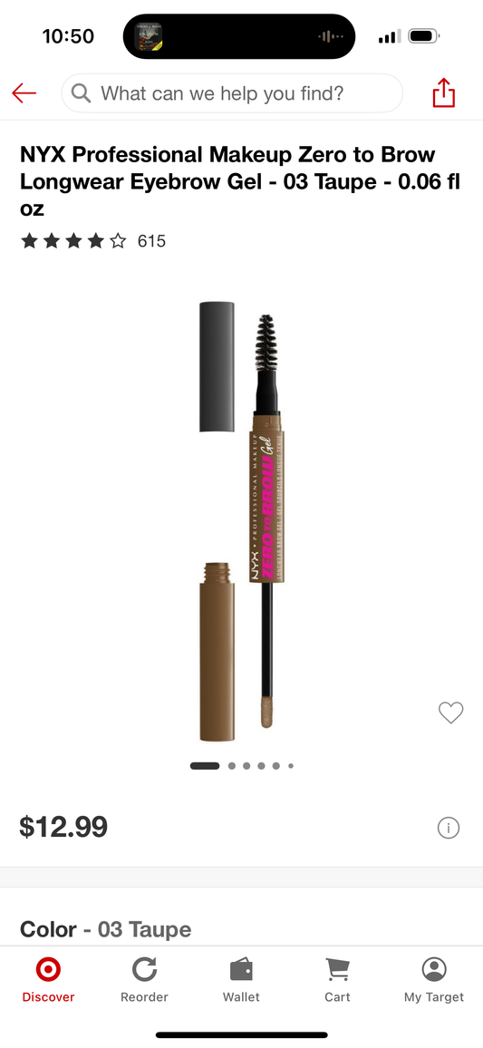 NYX Professional Makeup Zero to Brow Longwear Eyebrow Gel - 03 Taupe - 0.06 fl OZ