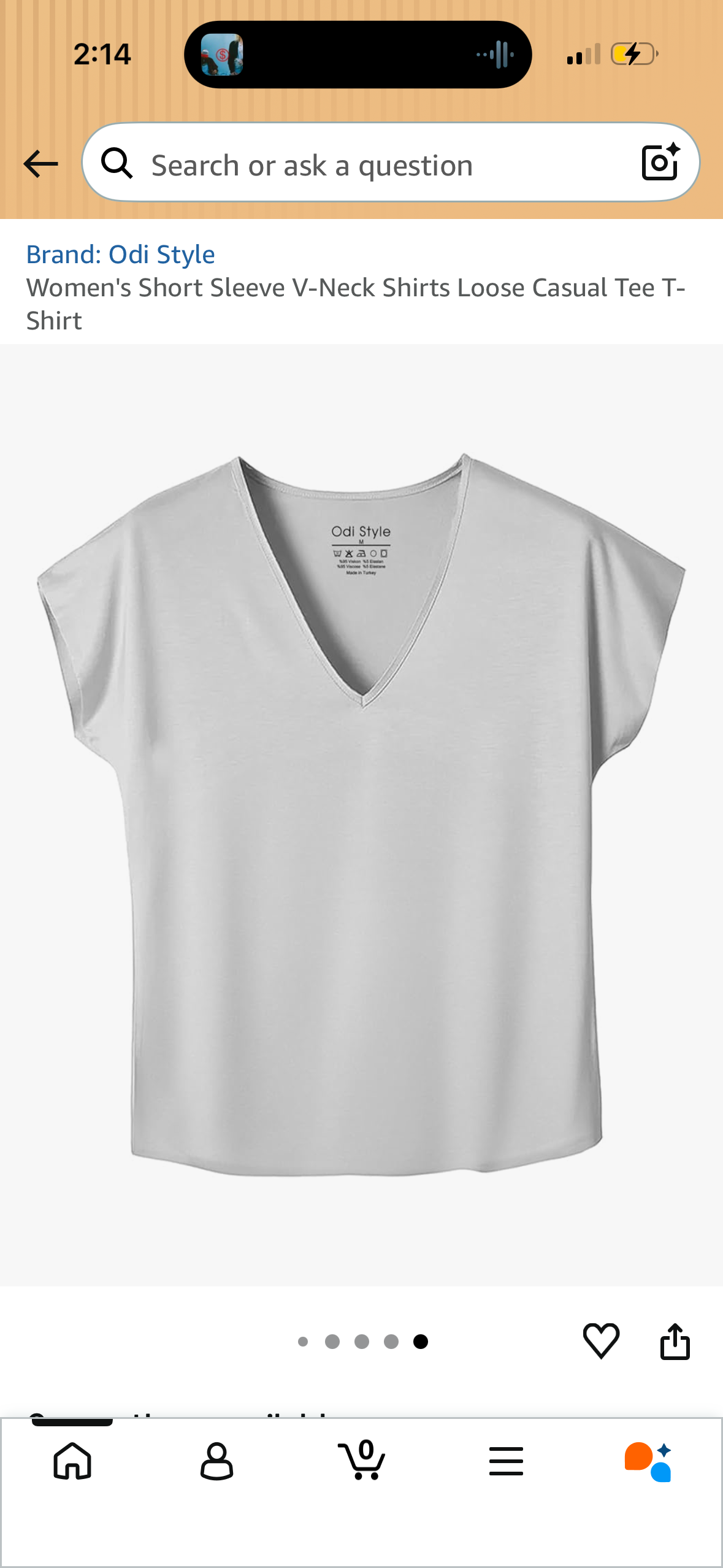 Women's Short Sleeve V-Neck Shirts Loose Casual Tee T-Shirt (Size Large)