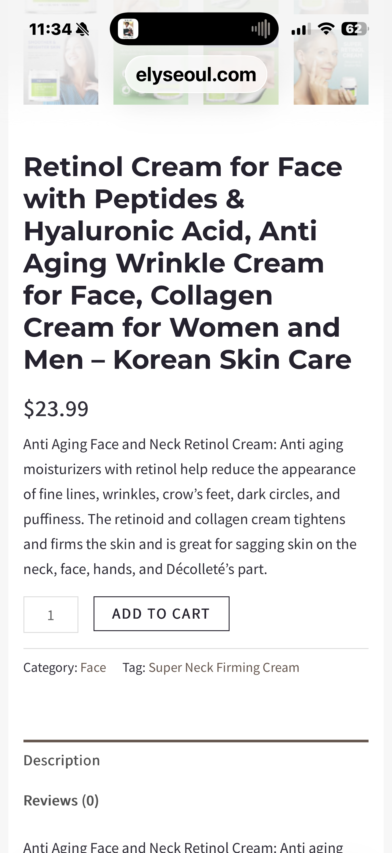 Retinol Cream for Face with Peptides & Hyaluronic Acid, Anti Aging Wrinkle Cream for Face, Collagen Cream for Women and Men – Korean Skin Care