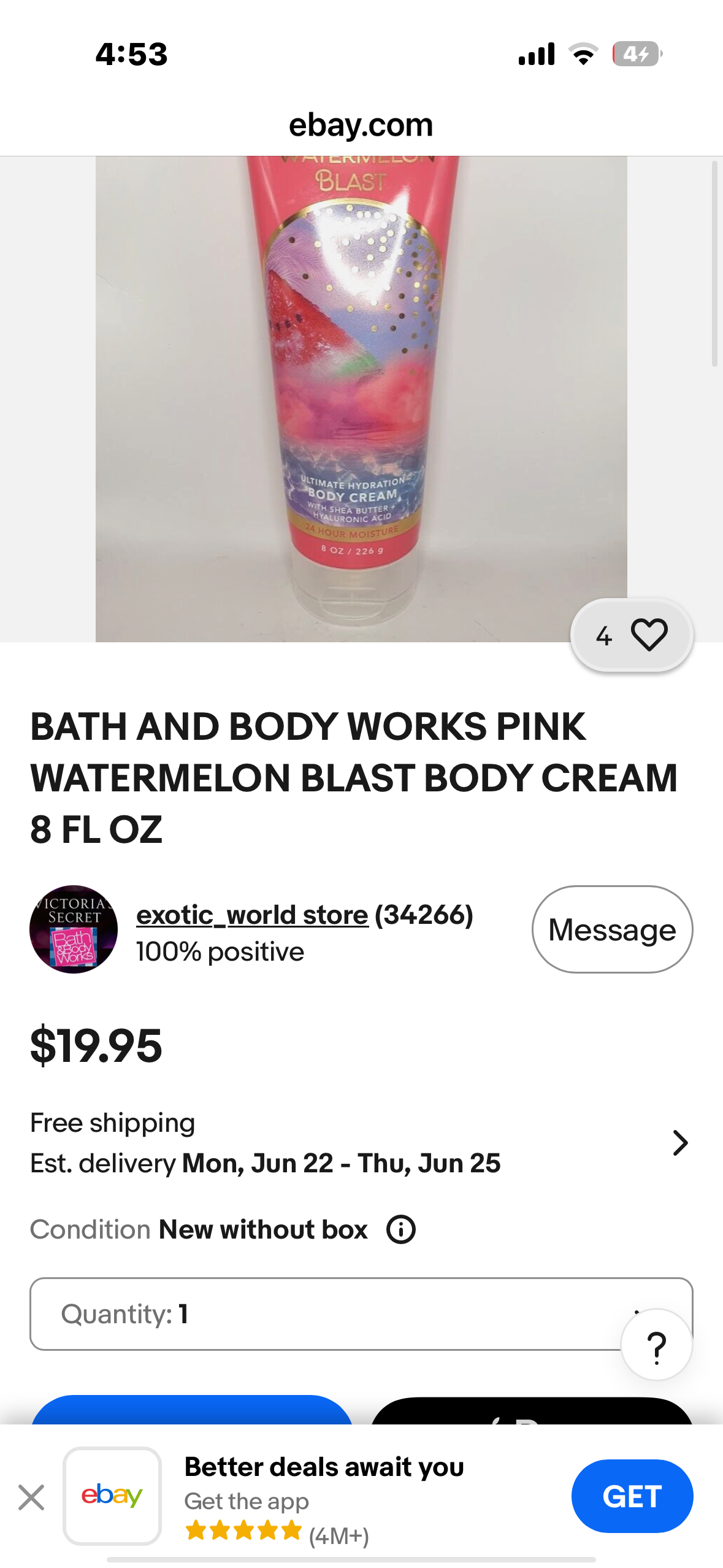 Bath Body Works PINK WATERMELON BLAST Ultimate Hydration Body Cream Lotion 8oz