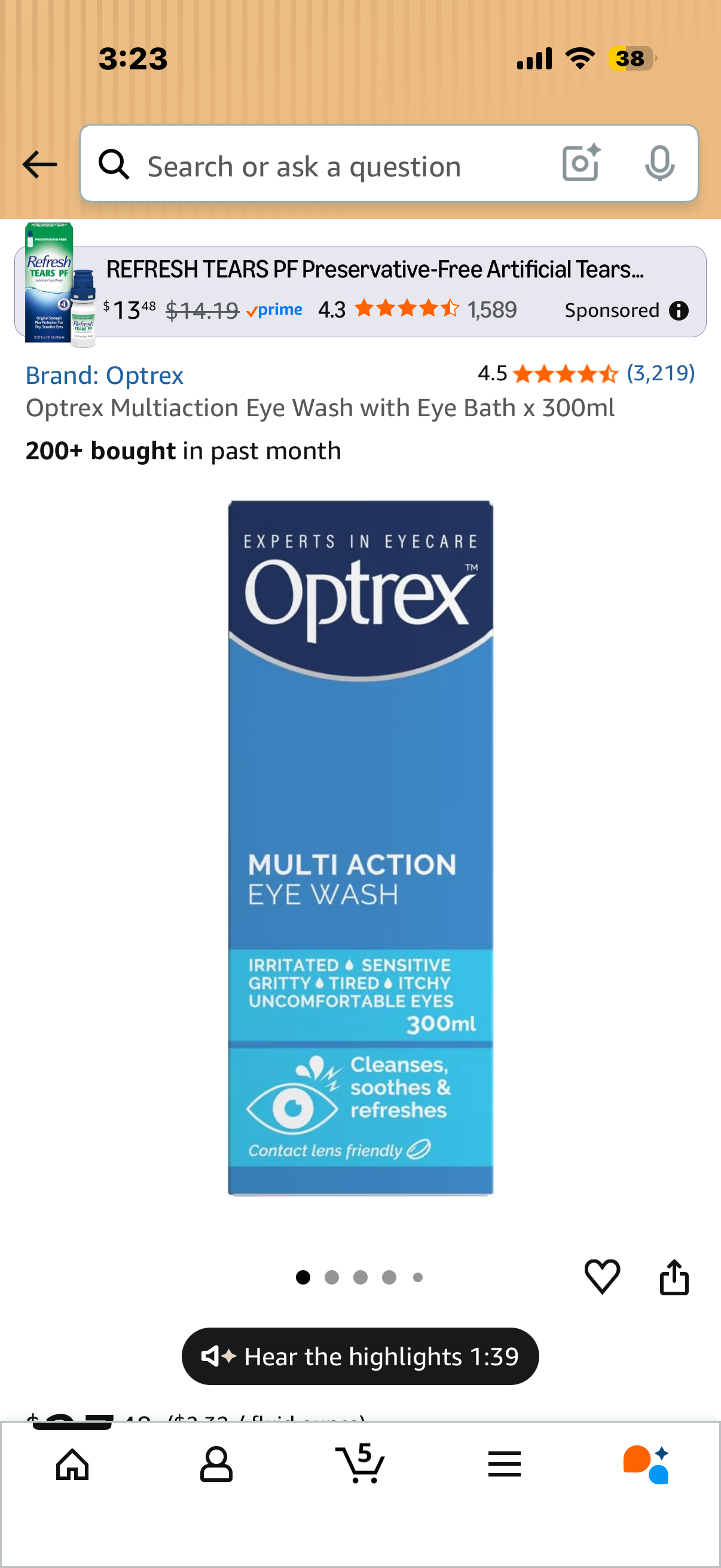 Optrex Multiaction Eye Wash with Eye Bath x 300ml