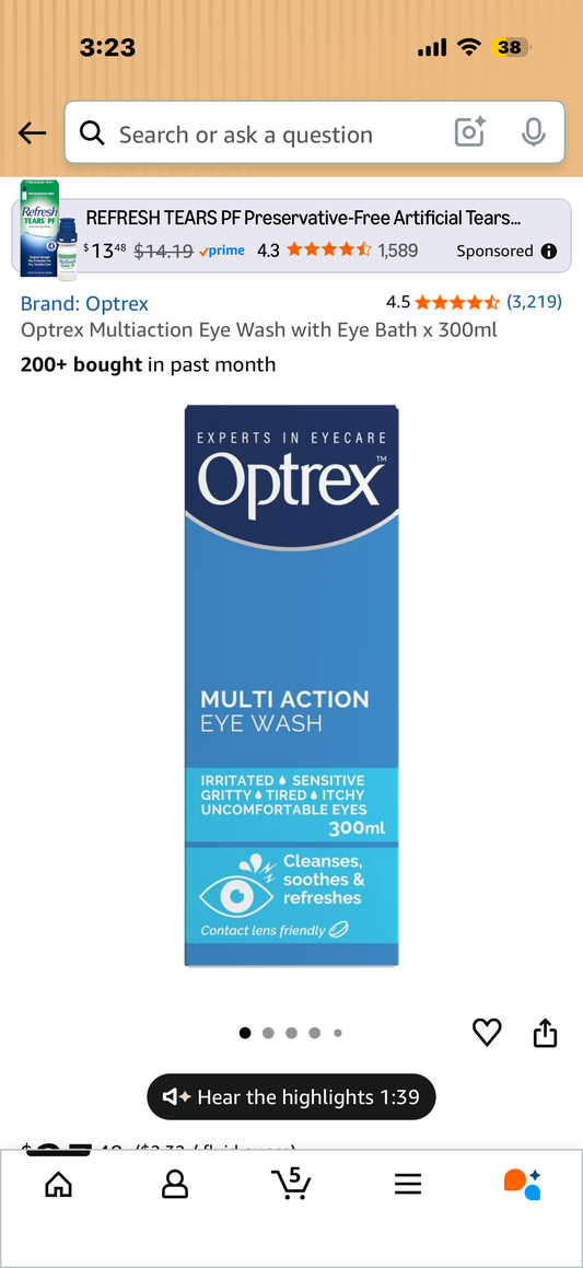 Optrex Multiaction Eye Wash with Eye Bath x 300ml