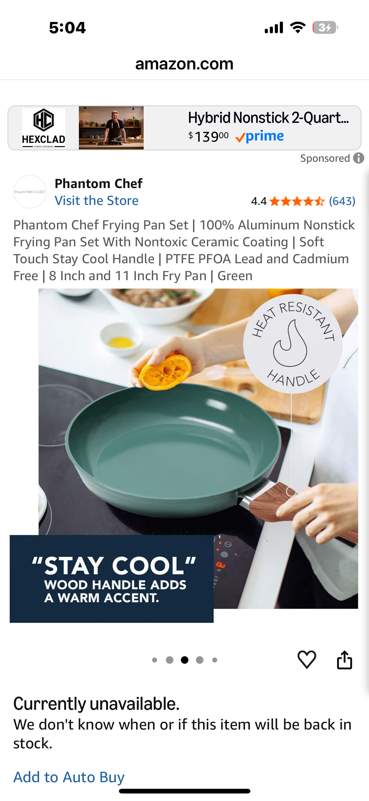 Phantom Chef Frying Pan Set | 100% Aluminum Nonstick
Frying Pan Set With Nontoxic Ceramic Coating | Soft Touch Stay Cool Handle | PTFE PFOA Lead and Cadmium
Free | 8 Inch and 11 Inch Fry Pan | Green