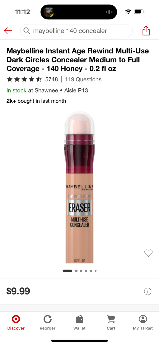 Maybelline Instant Age Rewind Multi-Use Dark Circles Concealer Medium to Full Coverage - 140 Honey - 0.2 fl oz