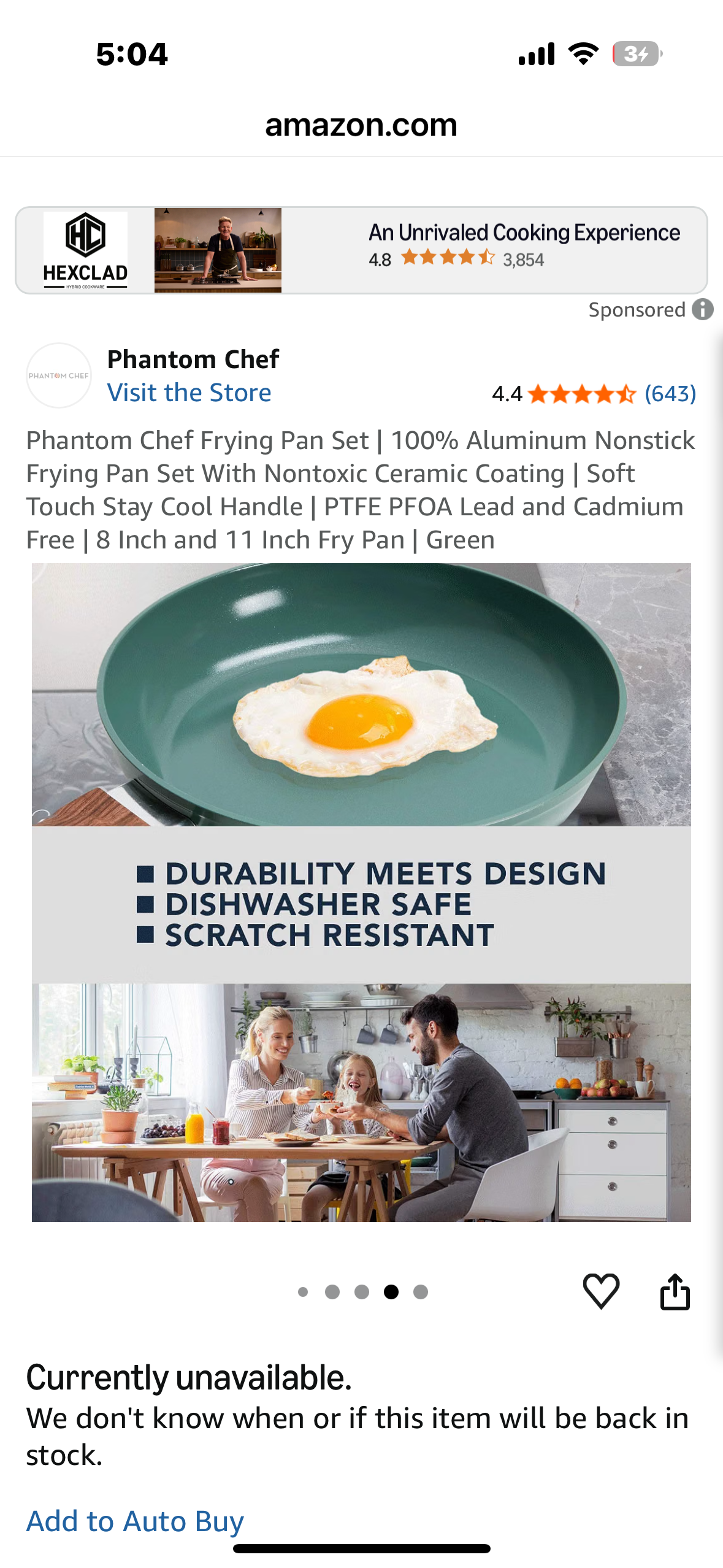 Phantom Chef Frying Pan Set | 100% Aluminum Nonstick
Frying Pan Set With Nontoxic Ceramic Coating | Soft Touch Stay Cool Handle | PTFE PFOA Lead and Cadmium
Free | 8 Inch and 11 Inch Fry Pan | Green