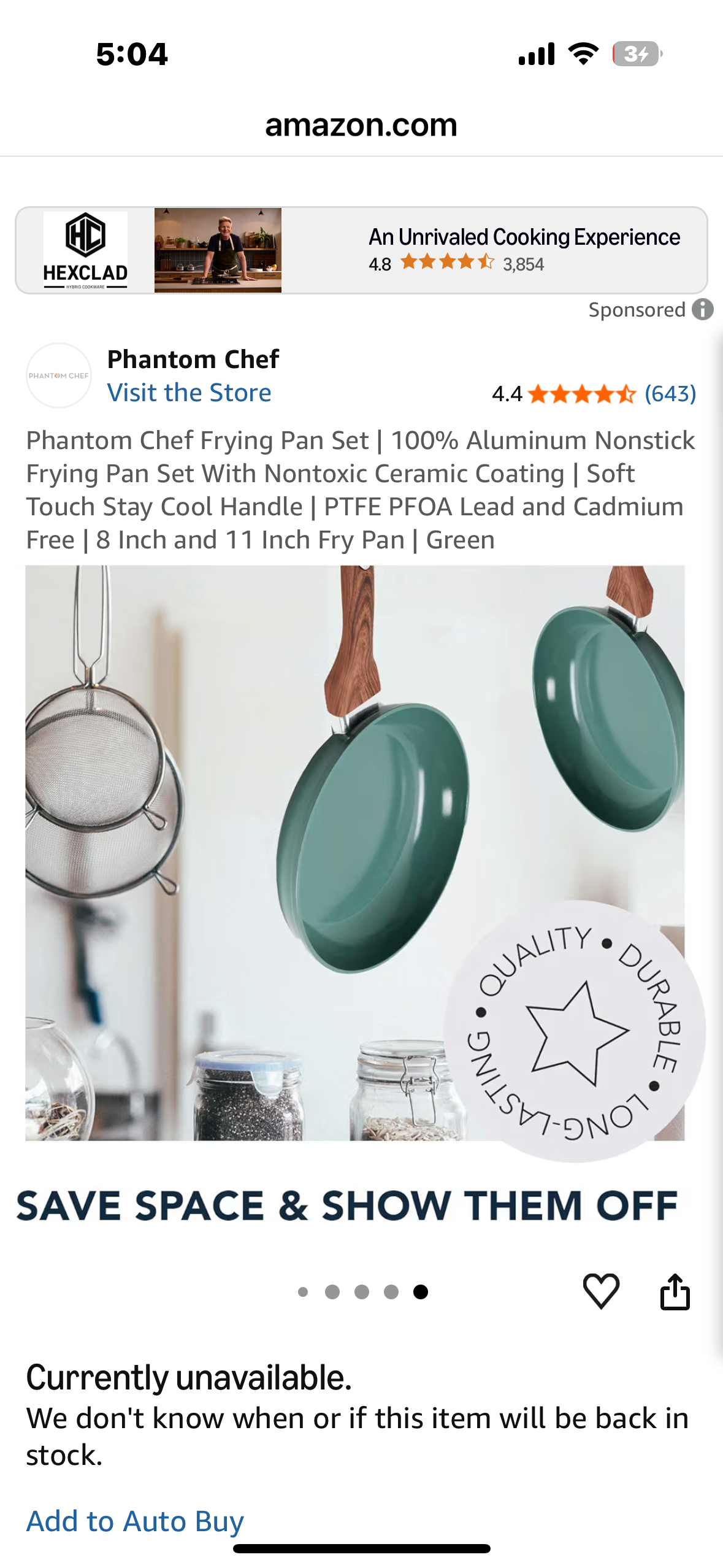 Phantom Chef Frying Pan Set | 100% Aluminum Nonstick
Frying Pan Set With Nontoxic Ceramic Coating | Soft Touch Stay Cool Handle | PTFE PFOA Lead and Cadmium
Free | 8 Inch and 11 Inch Fry Pan | Green