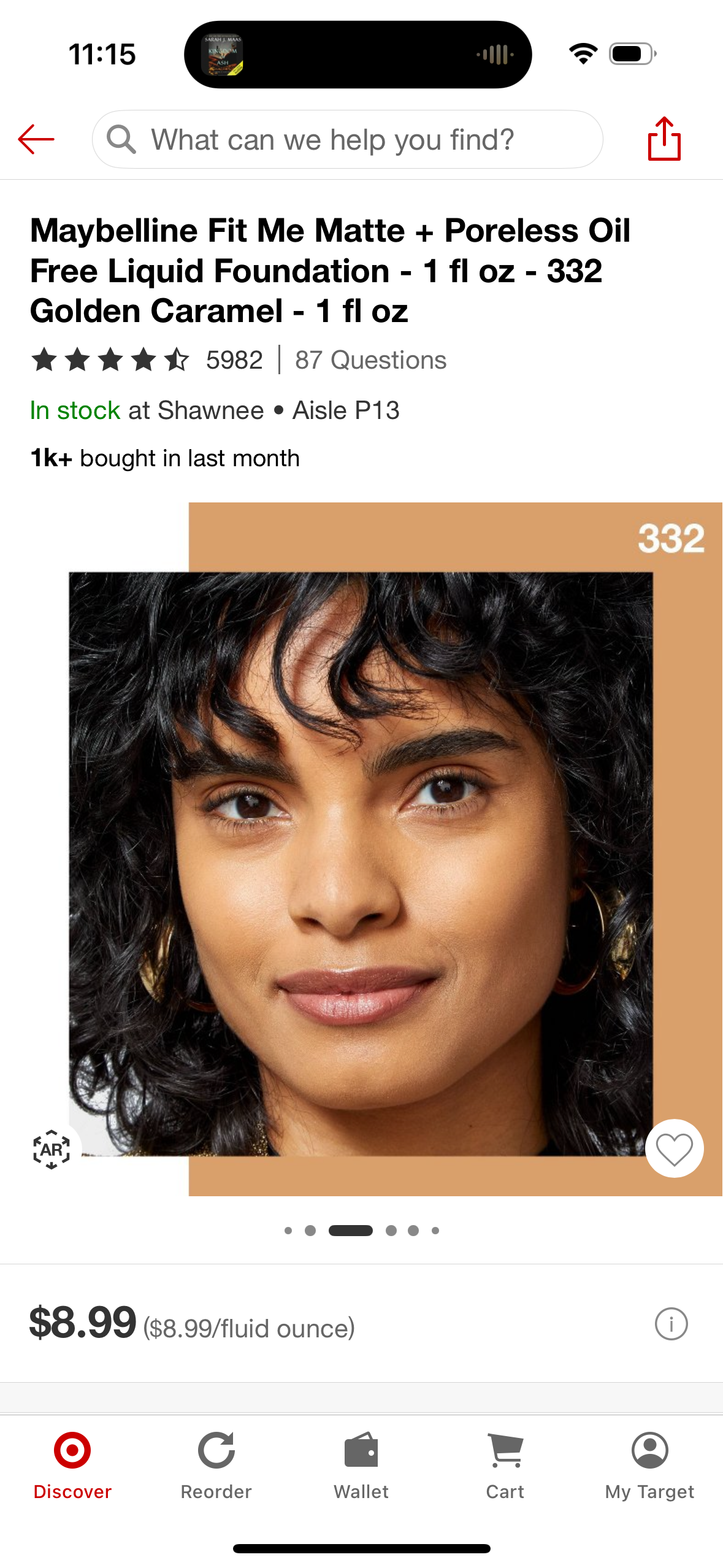 Maybelline Fit Me Matte + Poreless Oil Free Liquid Foundation - 1 fl oz - 332 Golden Caramel - 1 fl oz