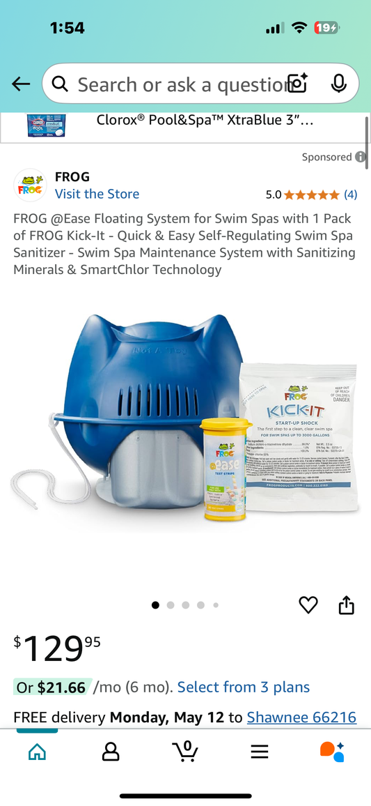 FROG @Ease Floating System for Swim Spas with 1 Pack of FROG Kick-It - Quick & Easy Self-Regulating Swim Spa Sanitizer - Swim Spa Maintenance System with Sanitizing Minerals & SmartChlor Technology