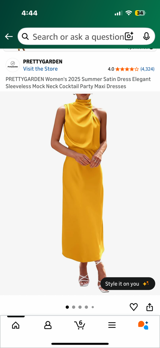 PRETTYGARDEN Women's 2025 Summer Satin Dress Elegant Sleeveless Mock Neck Cocktail Party Maxi Dresses (Size Large)