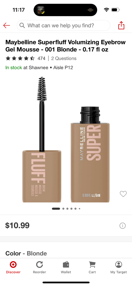 Maybelline Superfluff Volumizing Eyebrow Gel Mousse - 001 Blonde - 0.17 fl oz