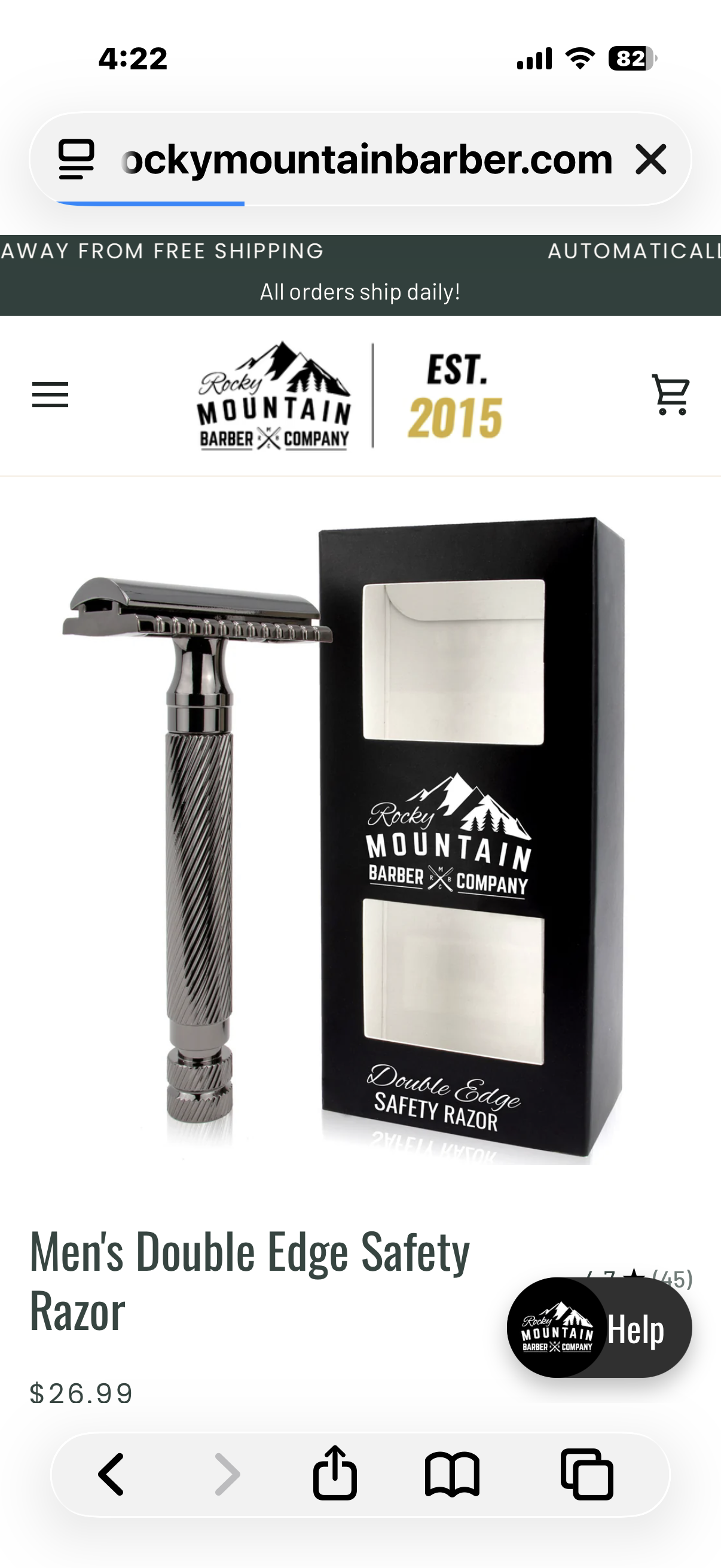 Men's Double Edge Safety Razor - Premium, Heavy Duty Safety Razor, 3 Piece Closed Comb Design For a Closer Shave - Made with Brass & Metal Finish by Rocky Mountain Barber Company