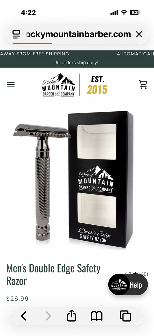 Men's Double Edge Safety Razor - Premium, Heavy Duty Safety Razor, 3 Piece Closed Comb Design For a Closer Shave - Made with Brass & Metal Finish by Rocky Mountain Barber Company