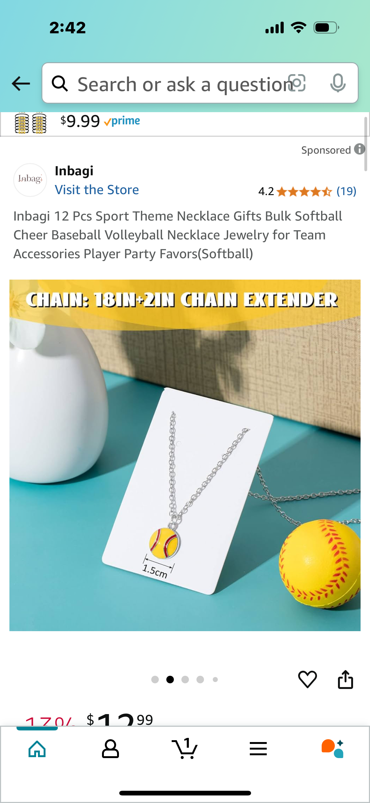 Inbagi 12 Pcs Sport Theme Necklace Gifts Bulk Softball Cheer Baseball Volleyball Necklace Jewelry for Team Accessories Player Party Favors(Softball)