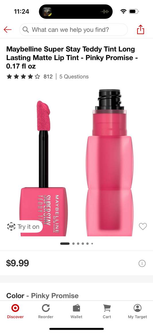 Maybelline Super Stay Teddy Tint Long Lasting Matte Lip Tint - Pinky Promise - 0.17 fl oz