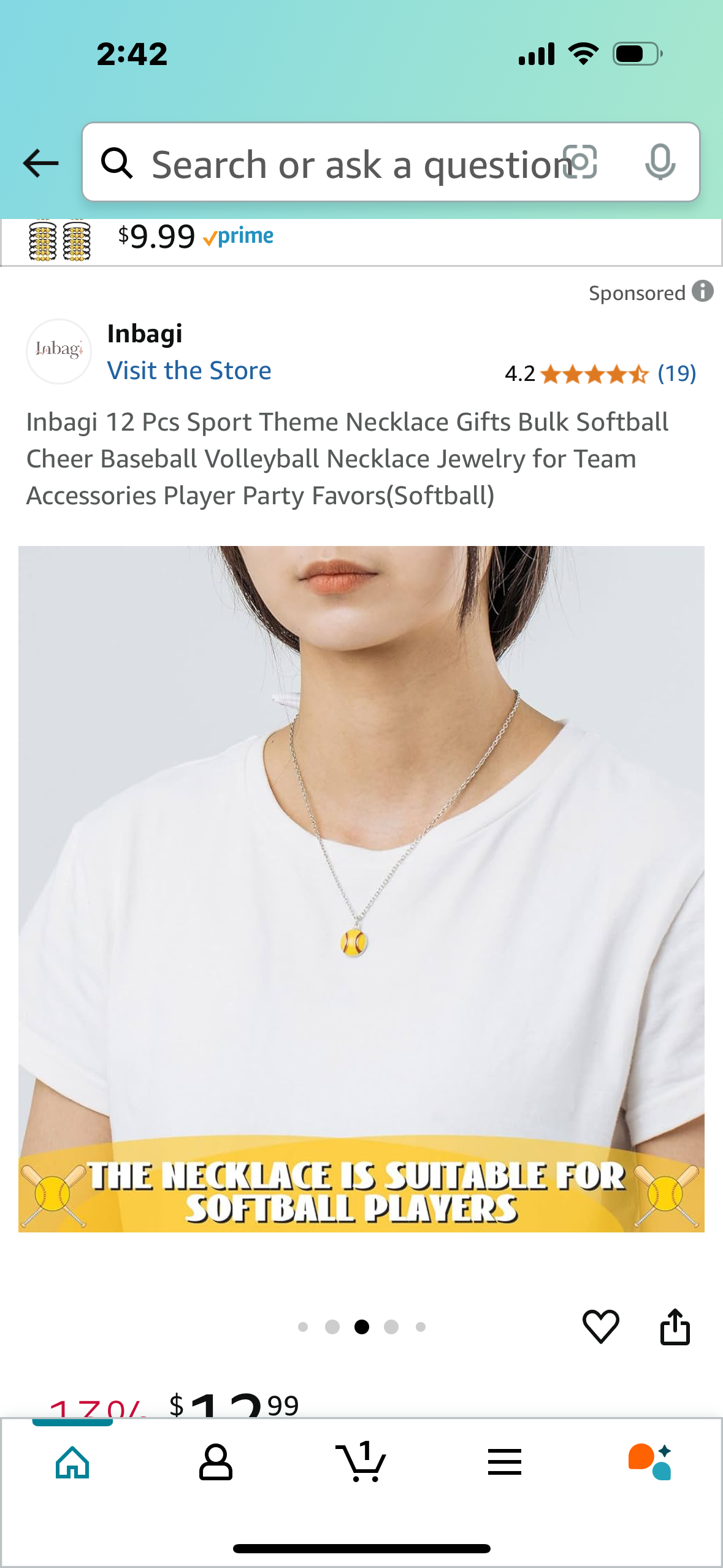Inbagi 12 Pcs Sport Theme Necklace Gifts Bulk Softball Cheer Baseball Volleyball Necklace Jewelry for Team Accessories Player Party Favors(Softball)