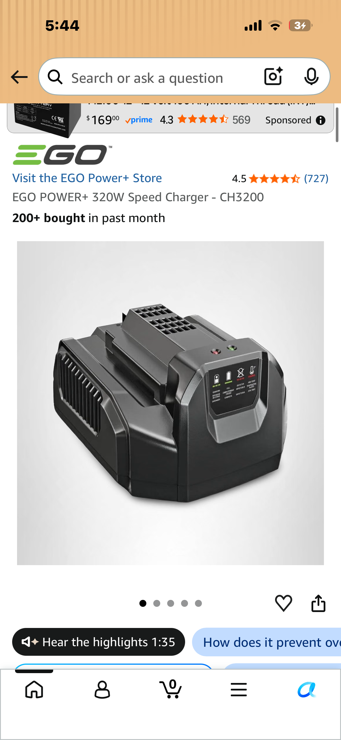Combo Set of EGO Power Battery 56V, 4.0Ah - BA2242T and EGO POWER+ 320W Speed Charger - CH3200