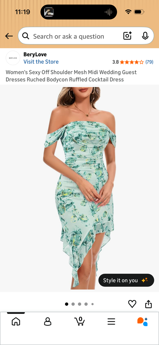 Women’s Sexy Off Shoulder Mesh Midi Wedding Guest Dresses Ruched Bodycon Ruffled Cocktail Dress (Size X-Large)