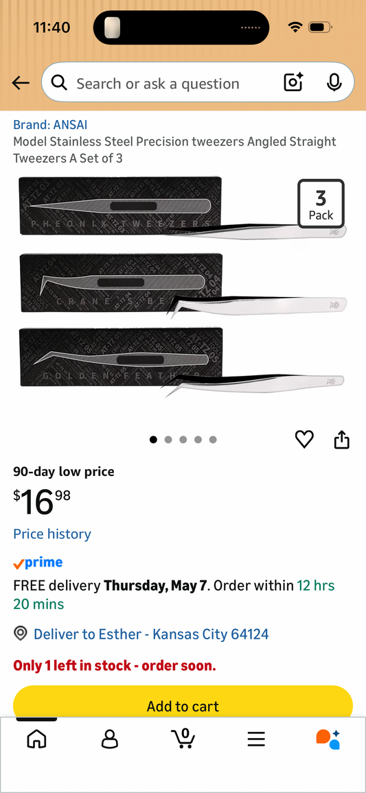 Model Stainless Steel Precision tweezers Angled Straight Tweezers A Set of 3