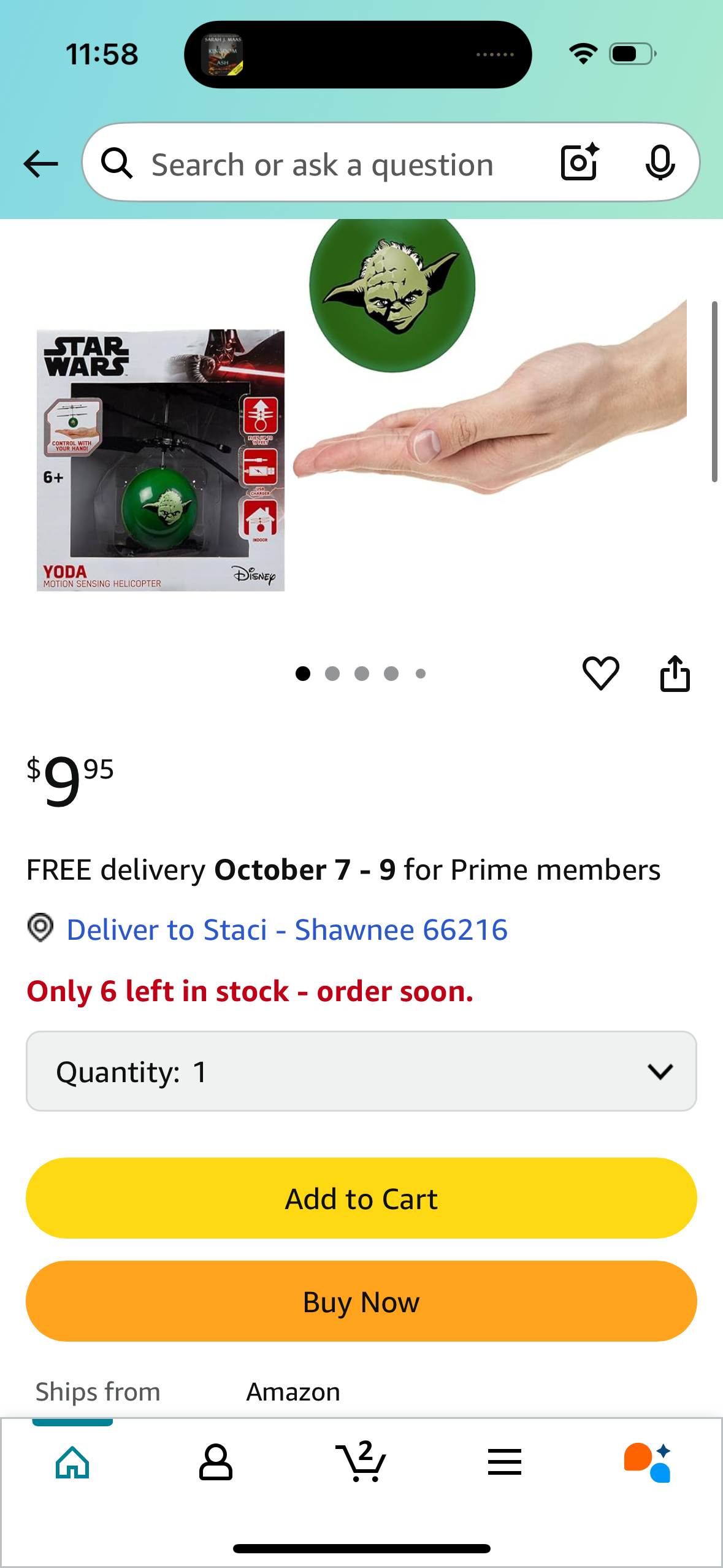 World Tech Toys Star Wars Yoda Flying Toy - Motion Sensing Flying Ball with USB Charging - Star Wars Licensed - Indoor/Outdoor Drone for Kids Ages 6+