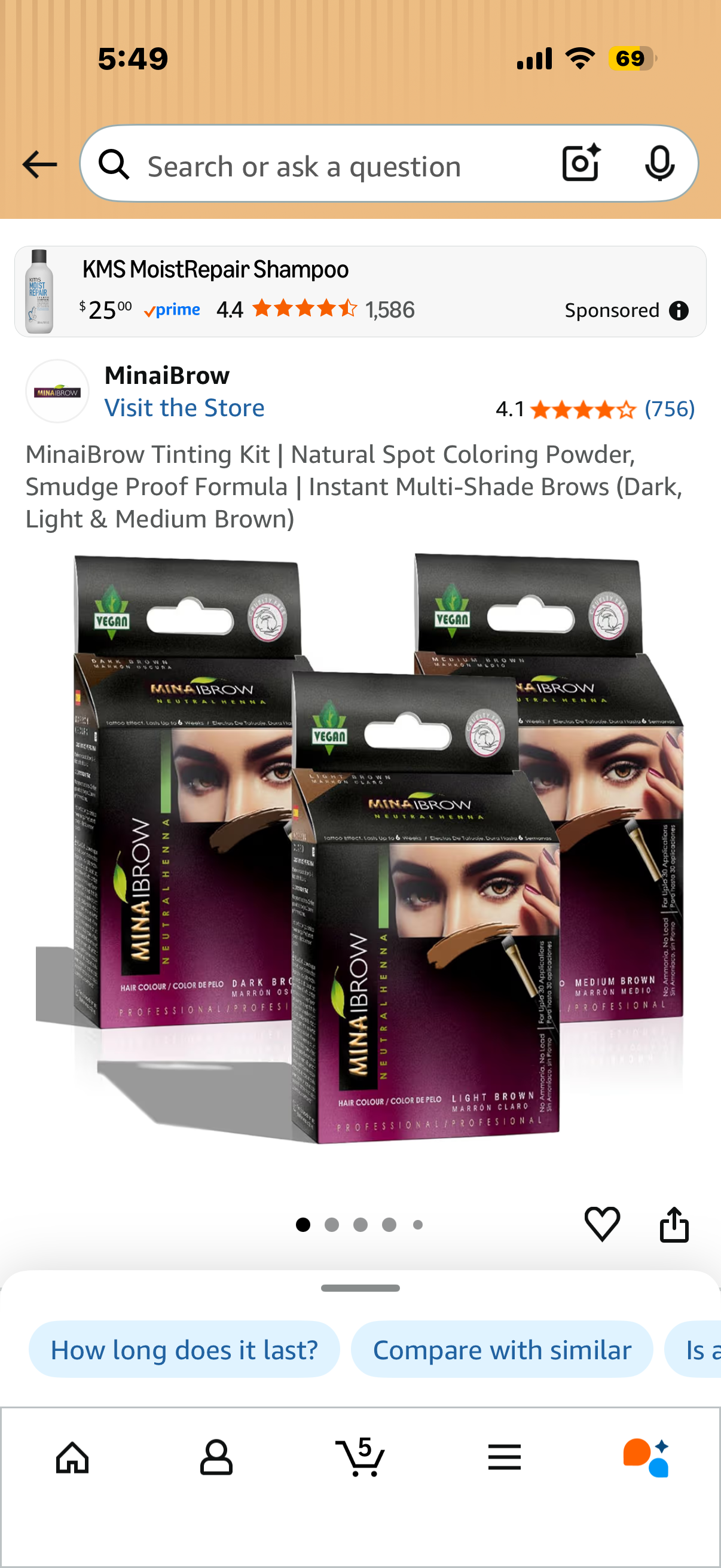 MinaiBrow Tinting Kit | Natural Spot Coloring Powder, Smudge Proof Formula | Instant Multi-Shade Brows (Dark, Light & Medium Brown