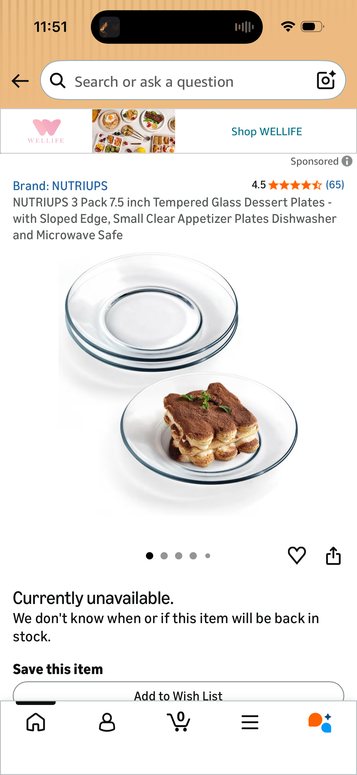 NUTRIUPS 3 Pack 7.5 inch Tempered Glass Dessert Plates - with Sloped Edge, Small Clear Appetizer Plates Dishwasher and Microwave Safe