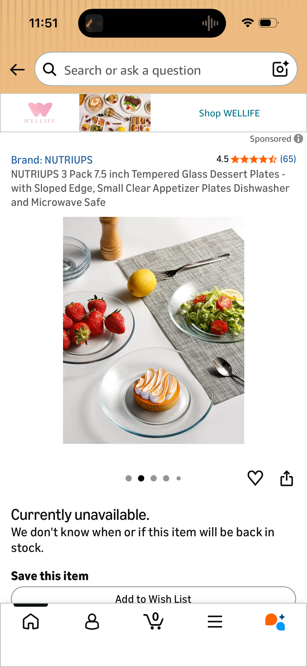 NUTRIUPS 3 Pack 7.5 inch Tempered Glass Dessert Plates - with Sloped Edge, Small Clear Appetizer Plates Dishwasher and Microwave Safe