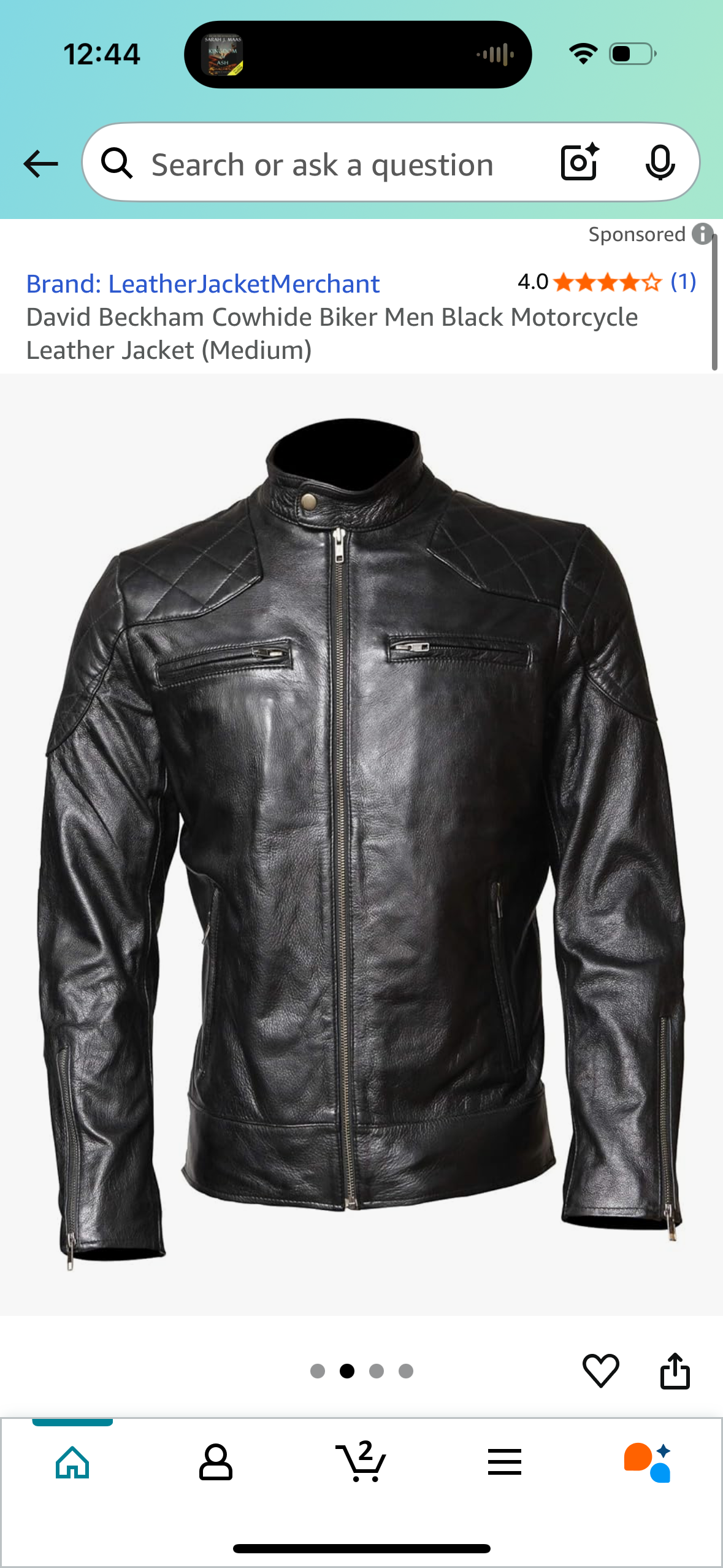 David Beckham Cowhide Biker Men Black Motorcycle Leather Jacket (Size Medium)