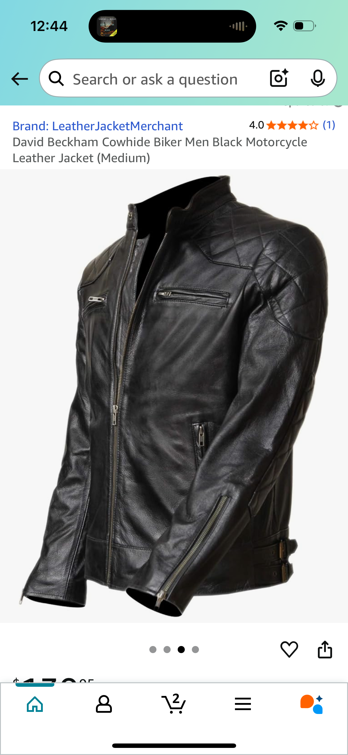 David Beckham Cowhide Biker Men Black Motorcycle Leather Jacket (Size Medium)
