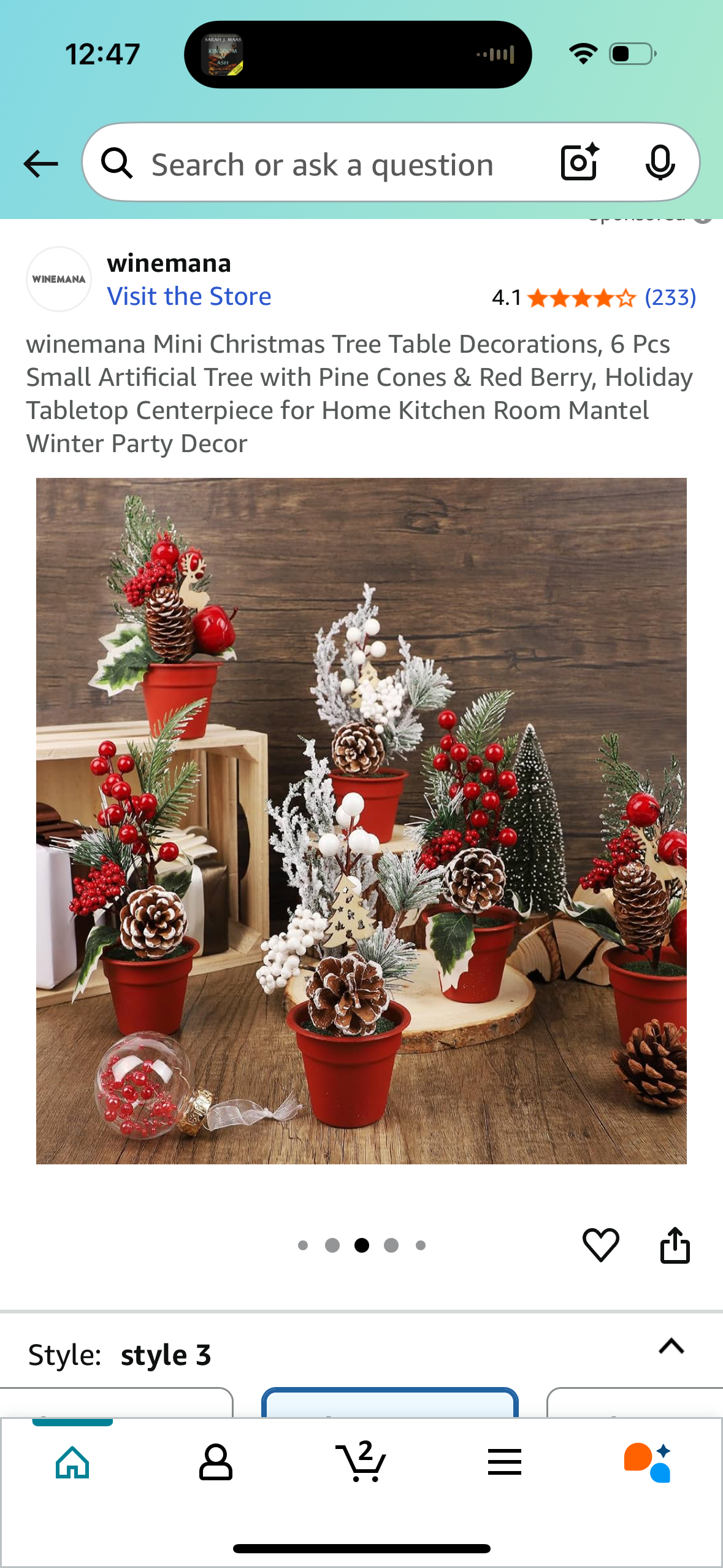 winemana Mini Christmas Tree Table Decorations, 6 Pcs Small Artificial Tree with Pine Cones & Red Berry, Holiday Tabletop Centerpiece for Home Kitchen Room Mantel Winter Party Decor