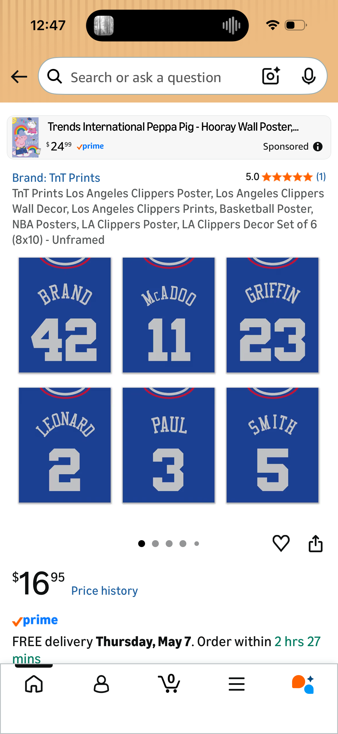 TnT Prints Los Angeles Clippers Poster, Los Angeles Clippers Wall Decor, Los Angeles Clippers Prints, Basketball Poster, NBA Posters, LA Clippers Poster, LA Clippers Decor Set of 6 (8x10) - Unframed