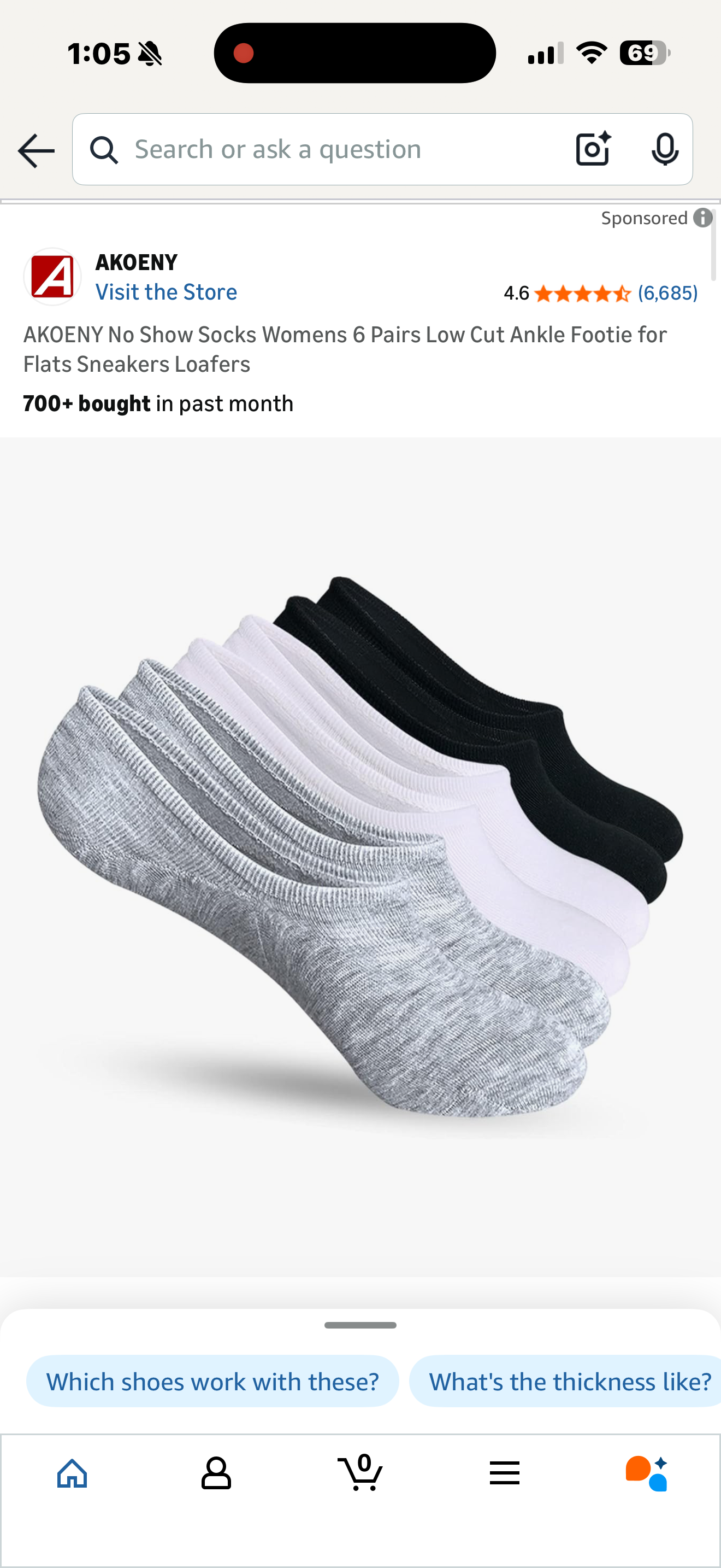 11 AM DoorBuster - Six-pack No Show Socks