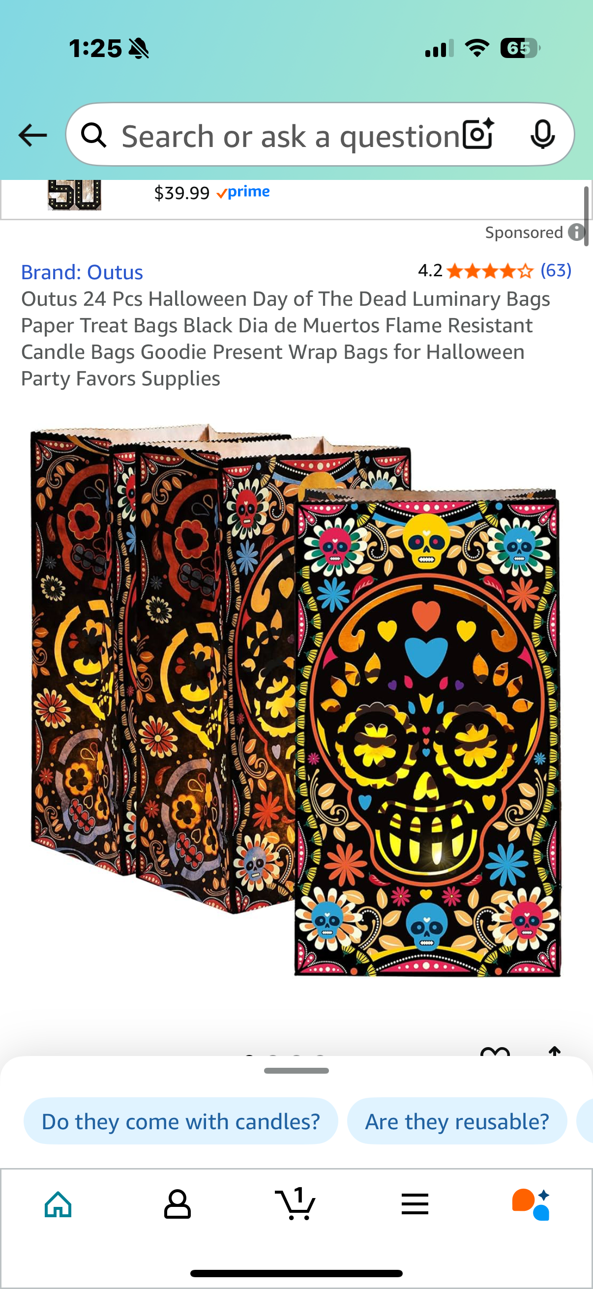Outus 24 Pcs Halloween Day of The Dead Luminary Bags Paper Treat Bags Black Dia de Muertos Flame Resistant Candle Bags Goodie Present Wrap Bags for Halloween Party Favors Supplies