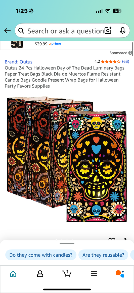 Outus 24 Pcs Halloween Day of The Dead Luminary Bags Paper Treat Bags Black Dia de Muertos Flame Resistant Candle Bags Goodie Present Wrap Bags for Halloween Party Favors Supplies