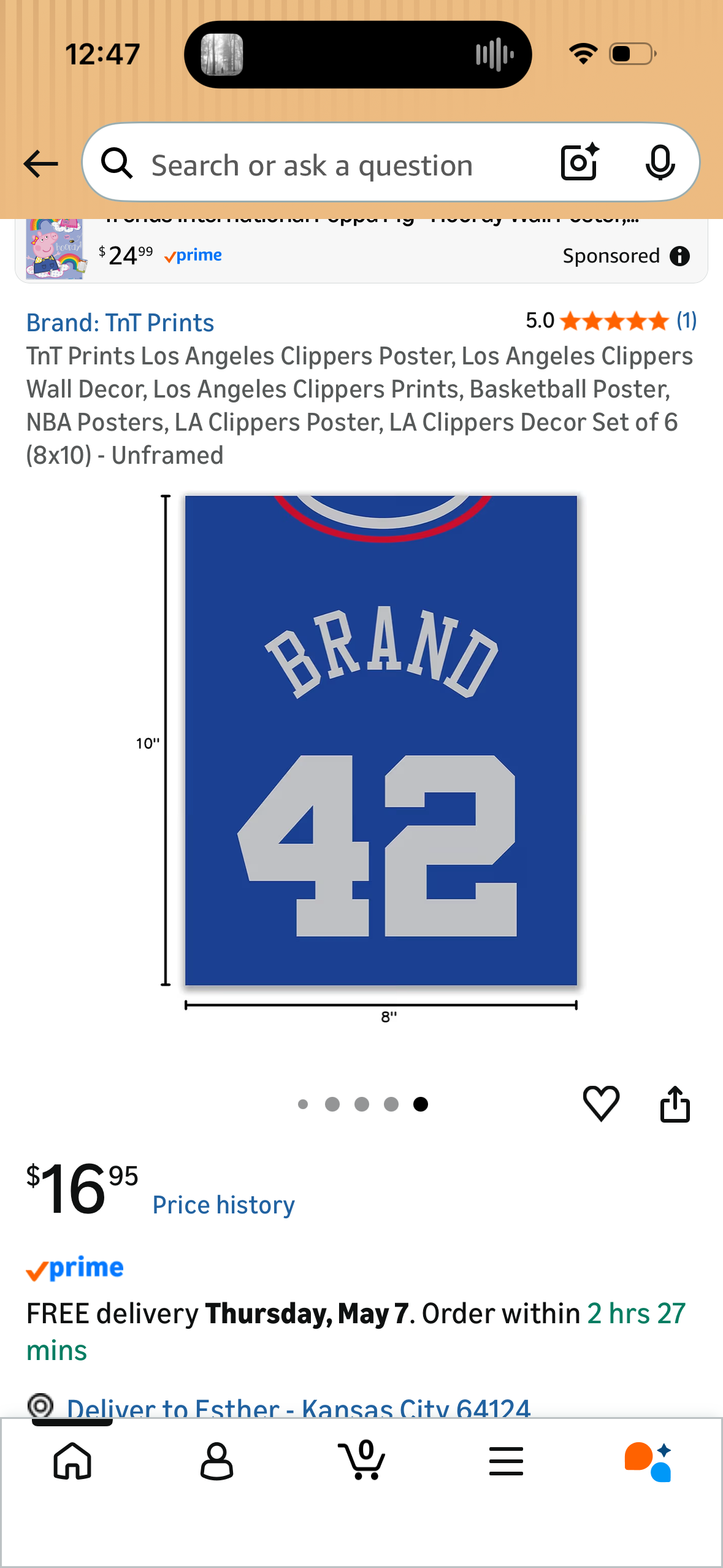 TnT Prints Los Angeles Clippers Poster, Los Angeles Clippers Wall Decor, Los Angeles Clippers Prints, Basketball Poster, NBA Posters, LA Clippers Poster, LA Clippers Decor Set of 6 (8x10) - Unframed