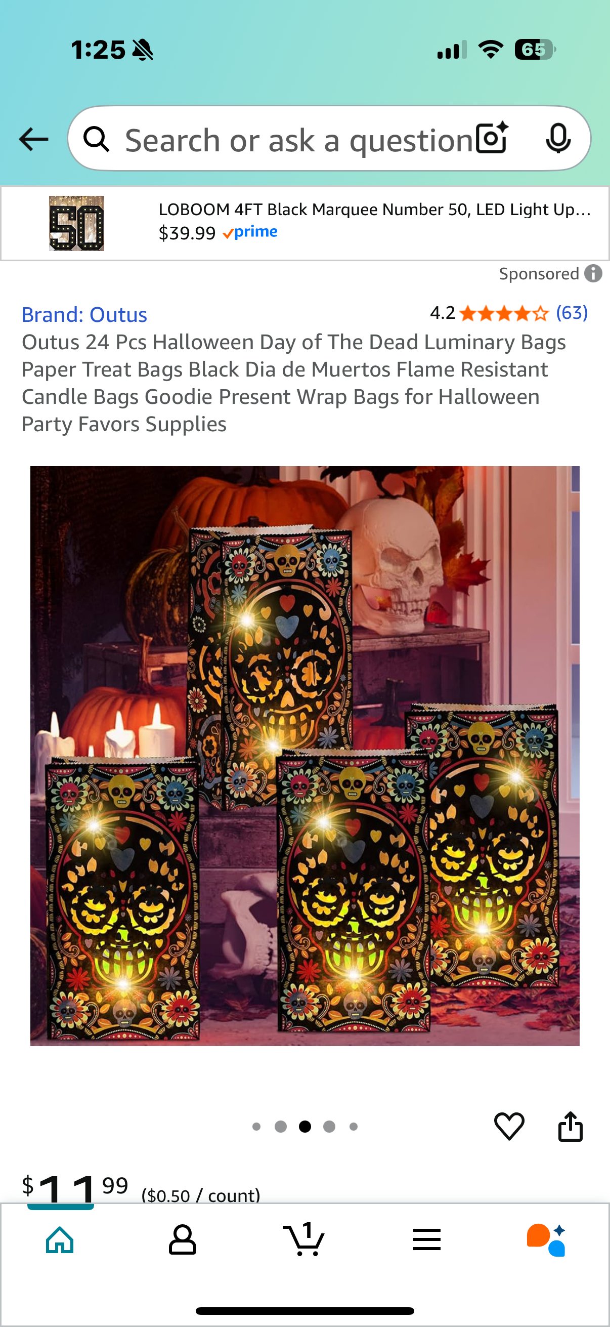 Outus 24 Pcs Halloween Day of The Dead Luminary Bags Paper Treat Bags Black Dia de Muertos Flame Resistant Candle Bags Goodie Present Wrap Bags for Halloween Party Favors Supplies