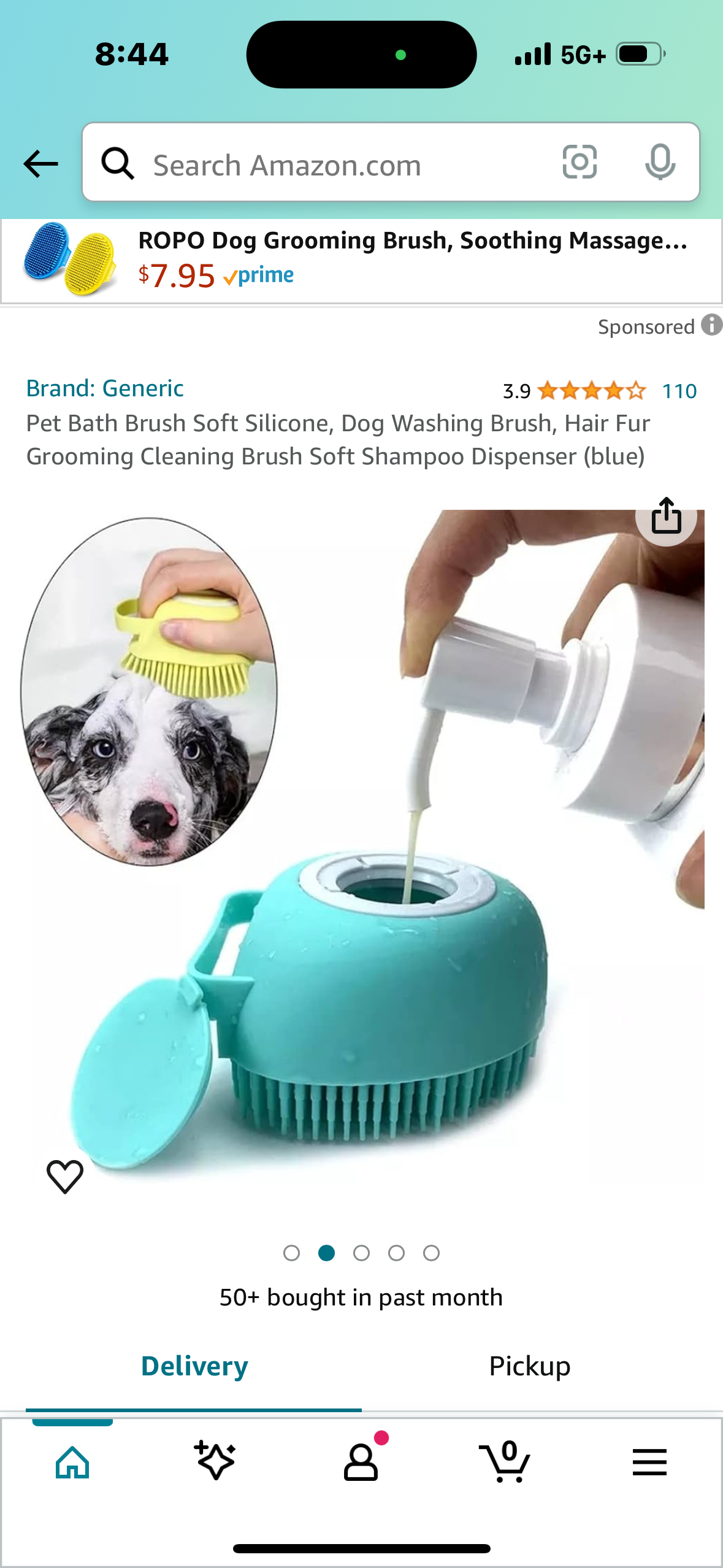 Pet Bath Brush Soft Silicone, Dog Washing Brush, Hair Fur Grooming Cleaning Brush Soft Shampoo Dispenser (blue)