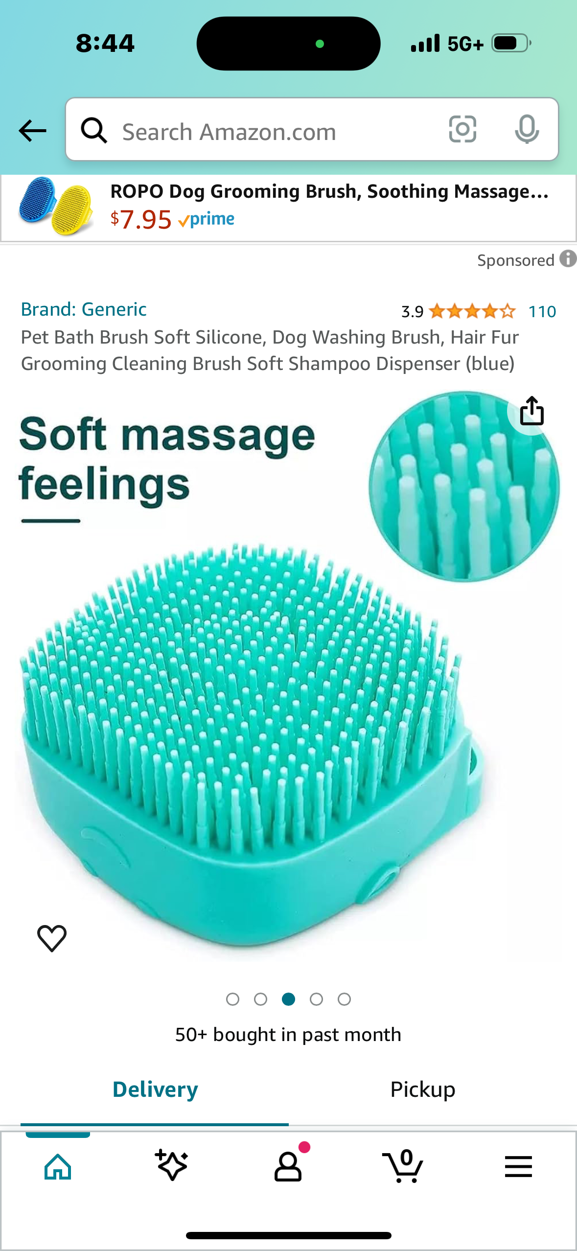 Pet Bath Brush Soft Silicone, Dog Washing Brush, Hair Fur Grooming Cleaning Brush Soft Shampoo Dispenser (blue)