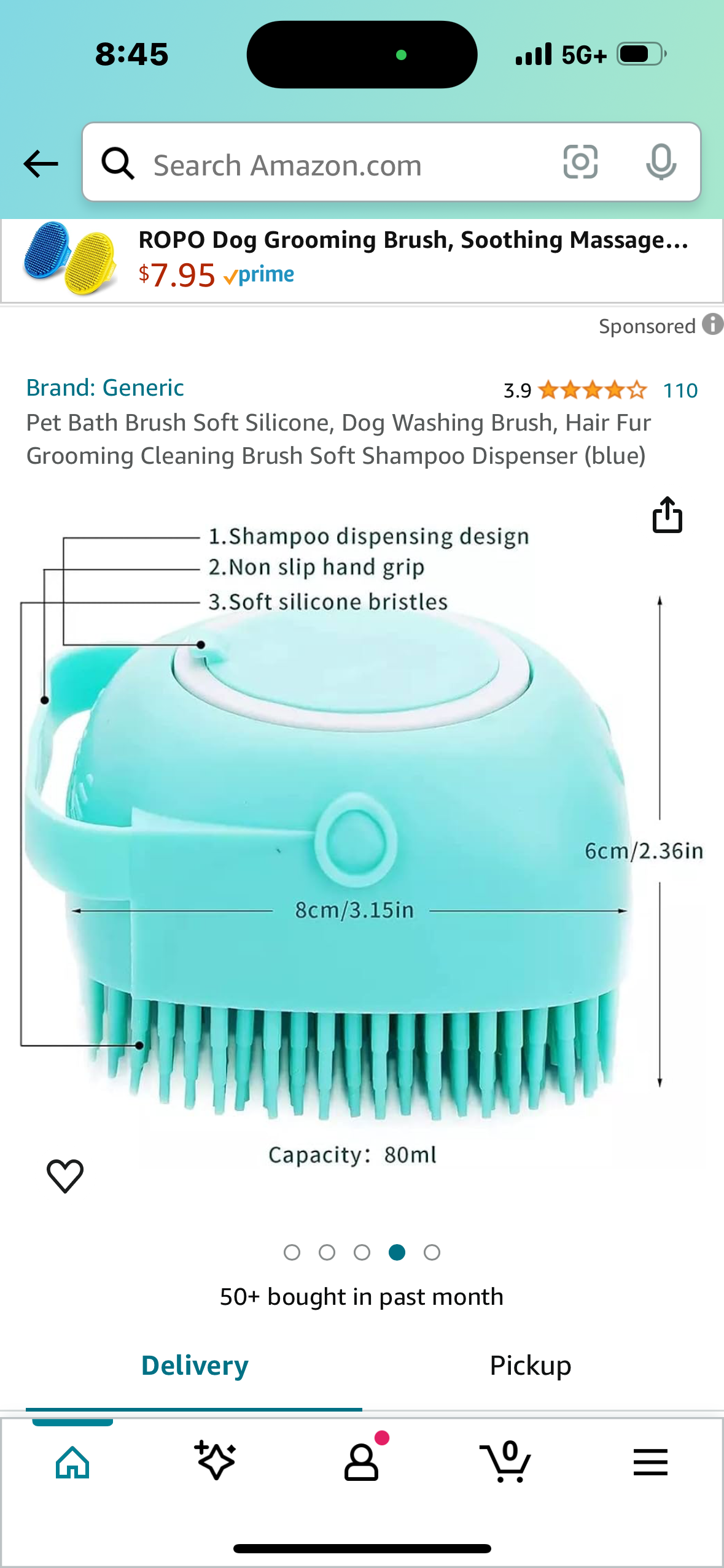 Pet Bath Brush Soft Silicone, Dog Washing Brush, Hair Fur Grooming Cleaning Brush Soft Shampoo Dispenser (blue)