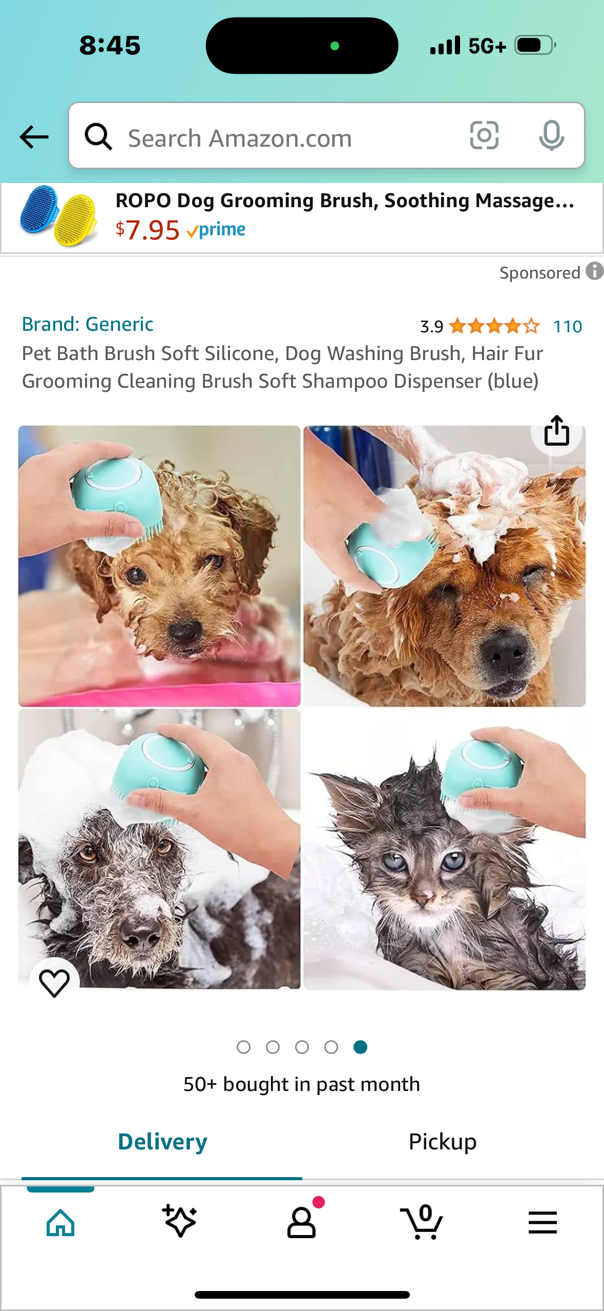 Pet Bath Brush Soft Silicone, Dog Washing Brush, Hair Fur Grooming Cleaning Brush Soft Shampoo Dispenser (blue)